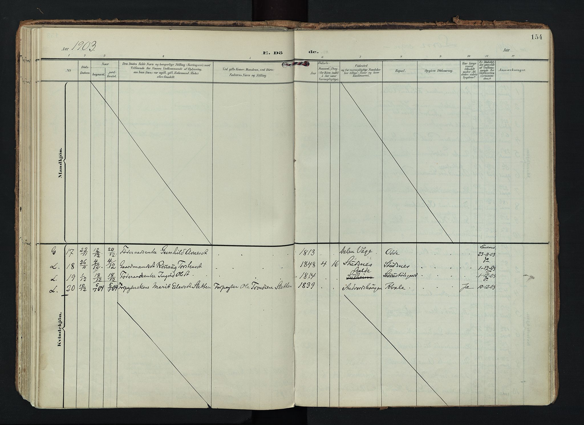 Lom prestekontor, AV/SAH-PREST-070/K/L0010: Ministerialbok nr. 10, 1899-1926, s. 154