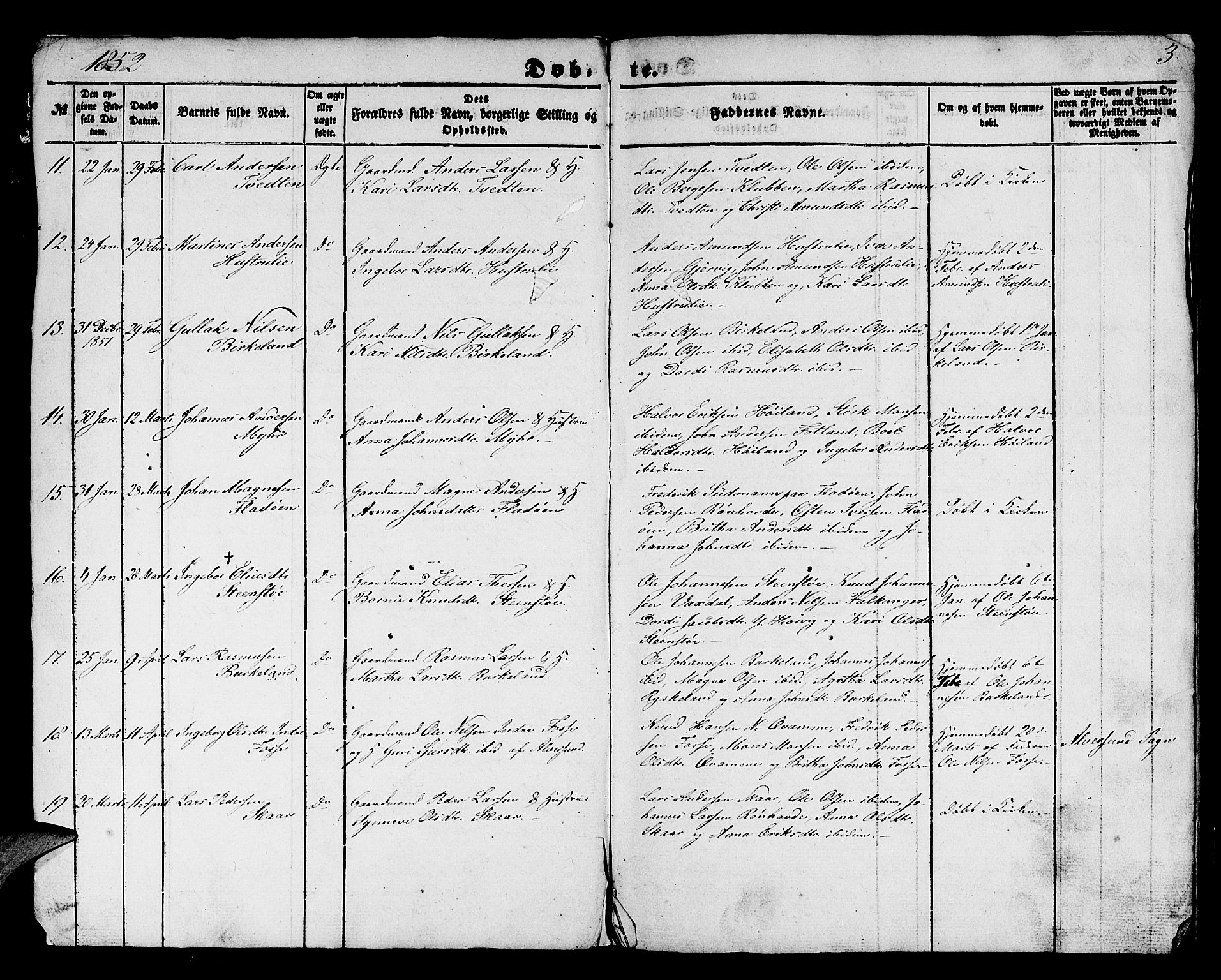 Hamre sokneprestembete, AV/SAB-A-75501/H/Ha/Hab: Klokkerbok nr. B 1, 1852-1863, s. 3