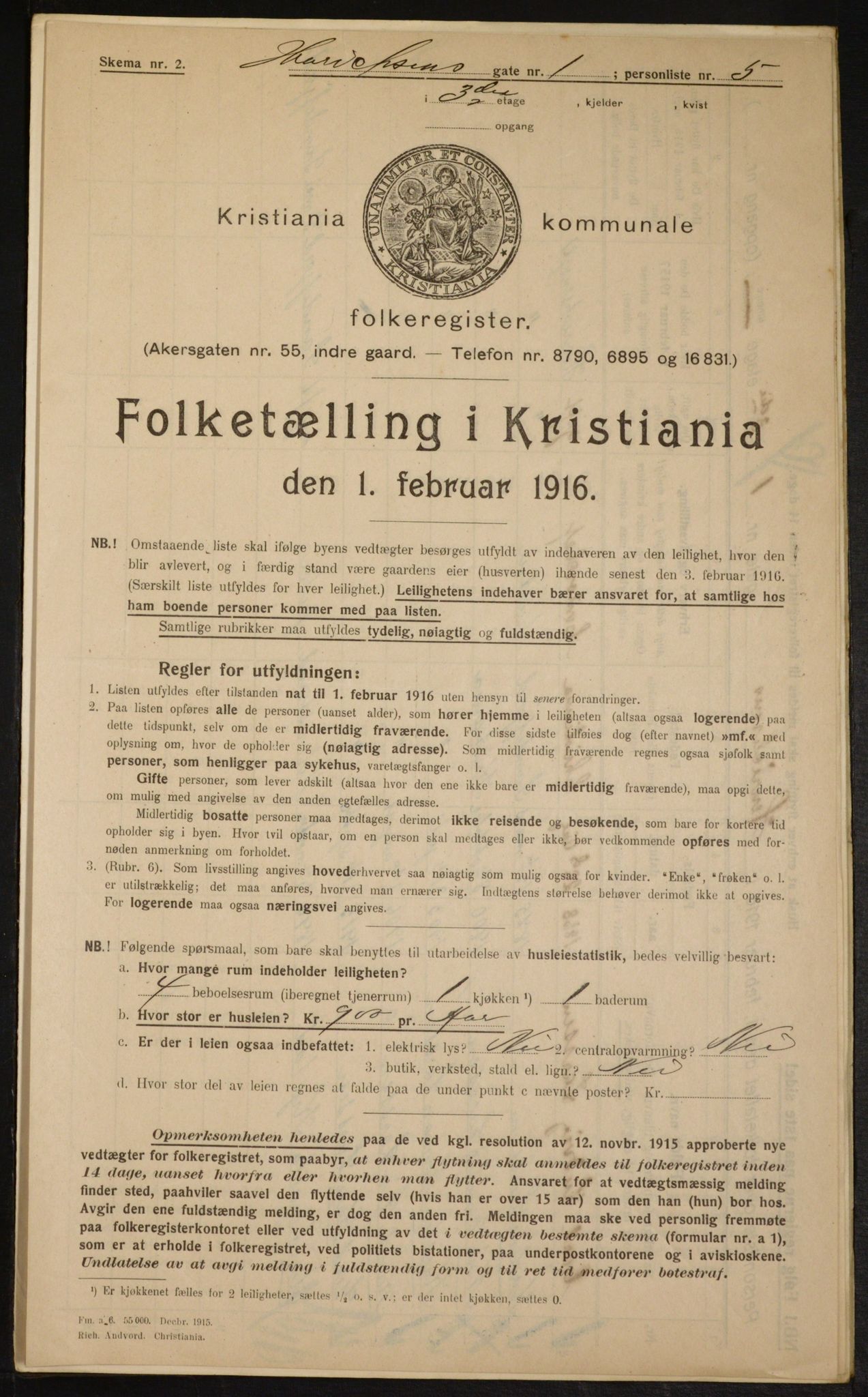 OBA, Kommunal folketelling 1.2.1916 for Kristiania, 1916, s. 39100