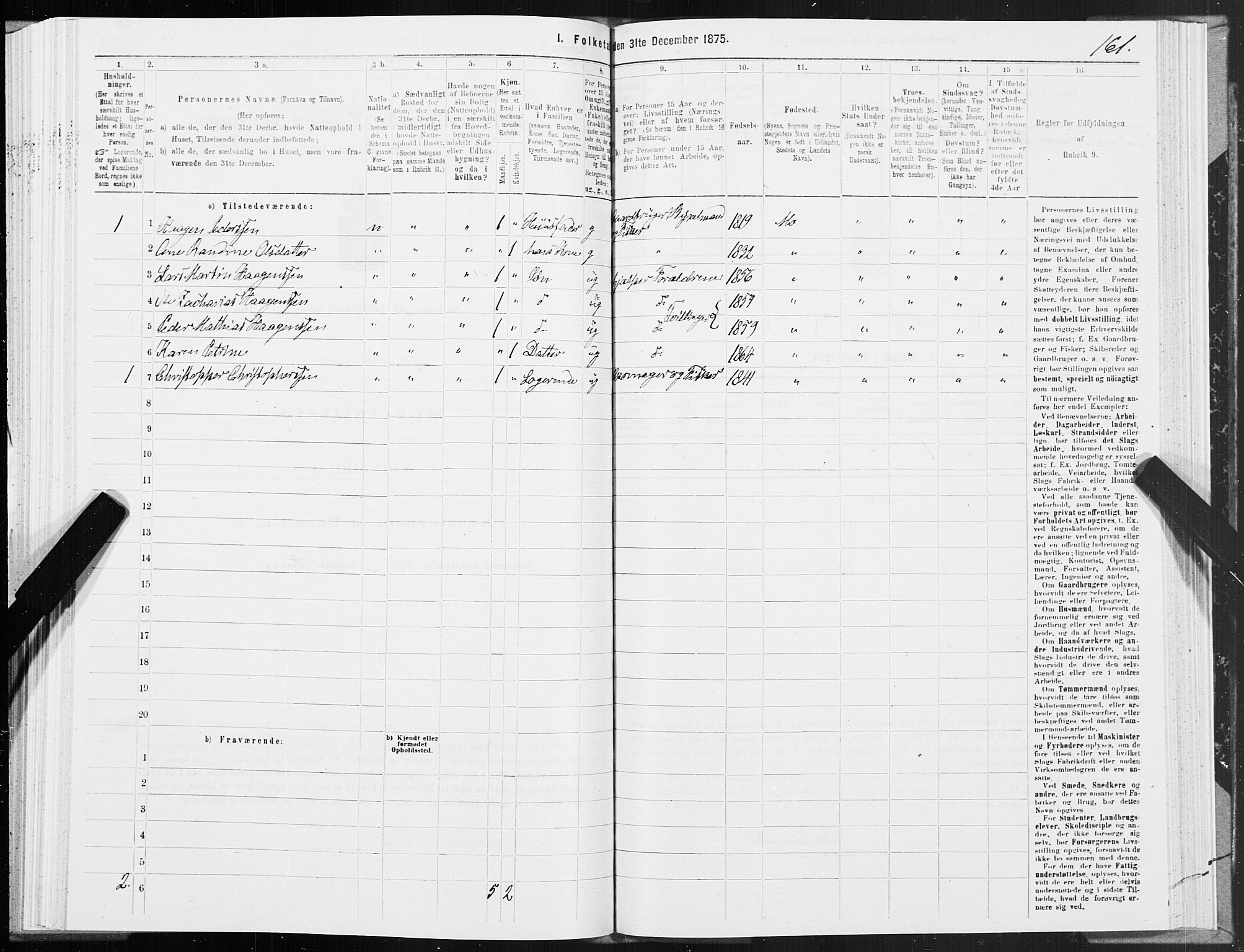 SAT, Folketelling 1875 for 1833P Mo prestegjeld, 1875, s. 1161