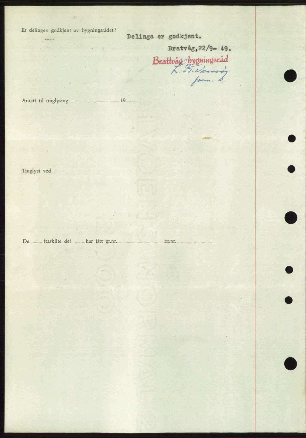 Nordre Sunnmøre sorenskriveri, AV/SAT-A-0006/1/2/2C/2Ca: Pantebok nr. A32, 1949-1949, Dagboknr: 2332/1949