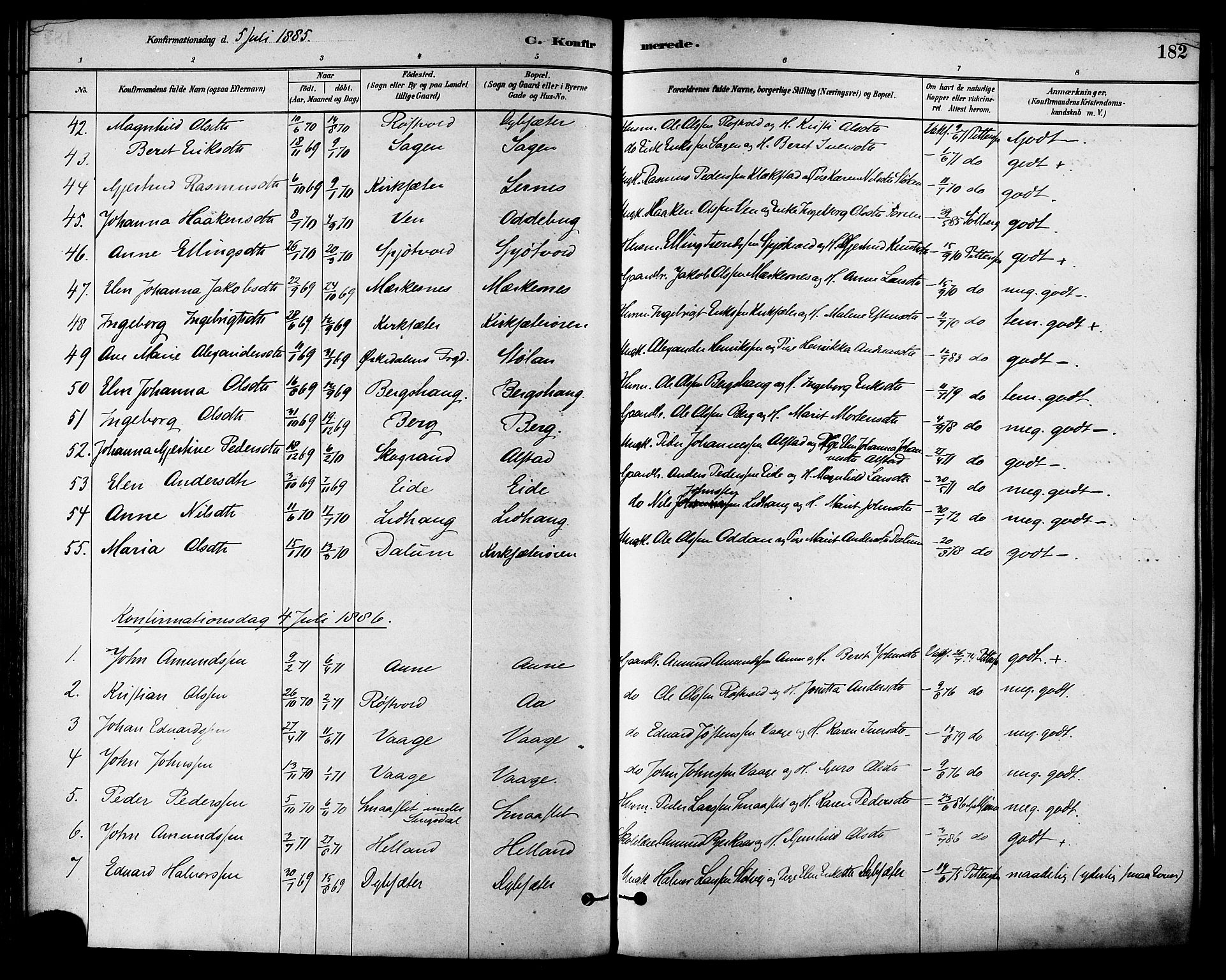 Ministerialprotokoller, klokkerbøker og fødselsregistre - Sør-Trøndelag, SAT/A-1456/630/L0496: Ministerialbok nr. 630A09, 1879-1895, s. 182