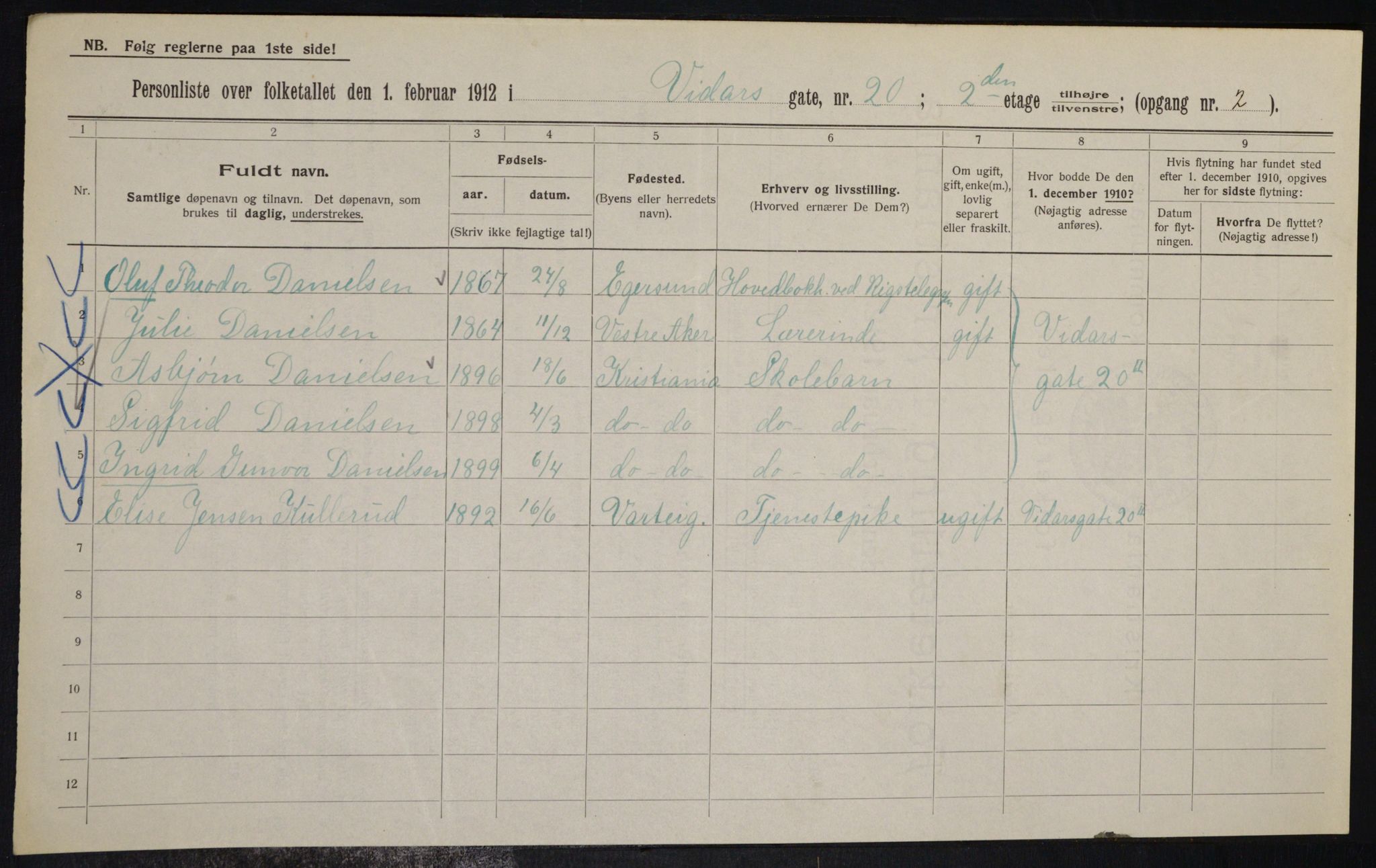 OBA, Kommunal folketelling 1.2.1912 for Kristiania, 1912, s. 123666