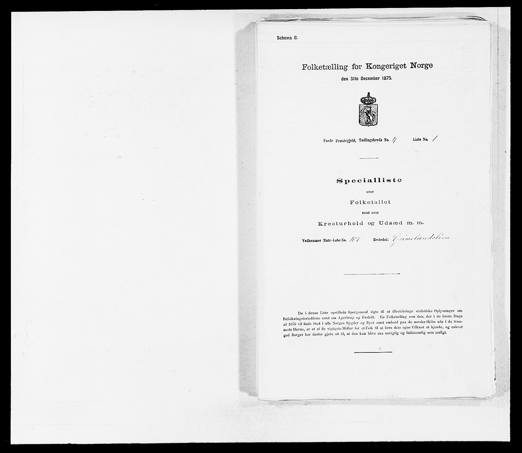 SAB, Folketelling 1875 for 1432P Førde prestegjeld, 1875, s. 337