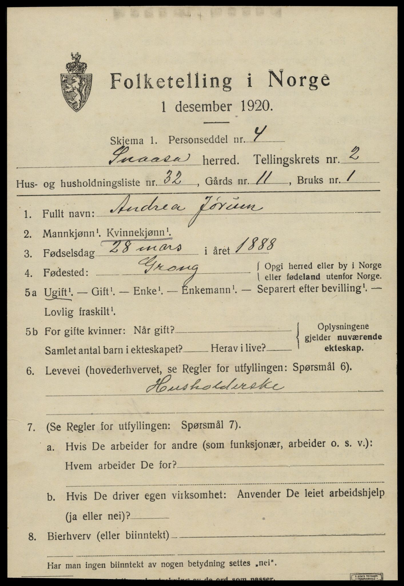 SAT, Folketelling 1920 for 1736 Snåsa herred, 1920, s. 1514