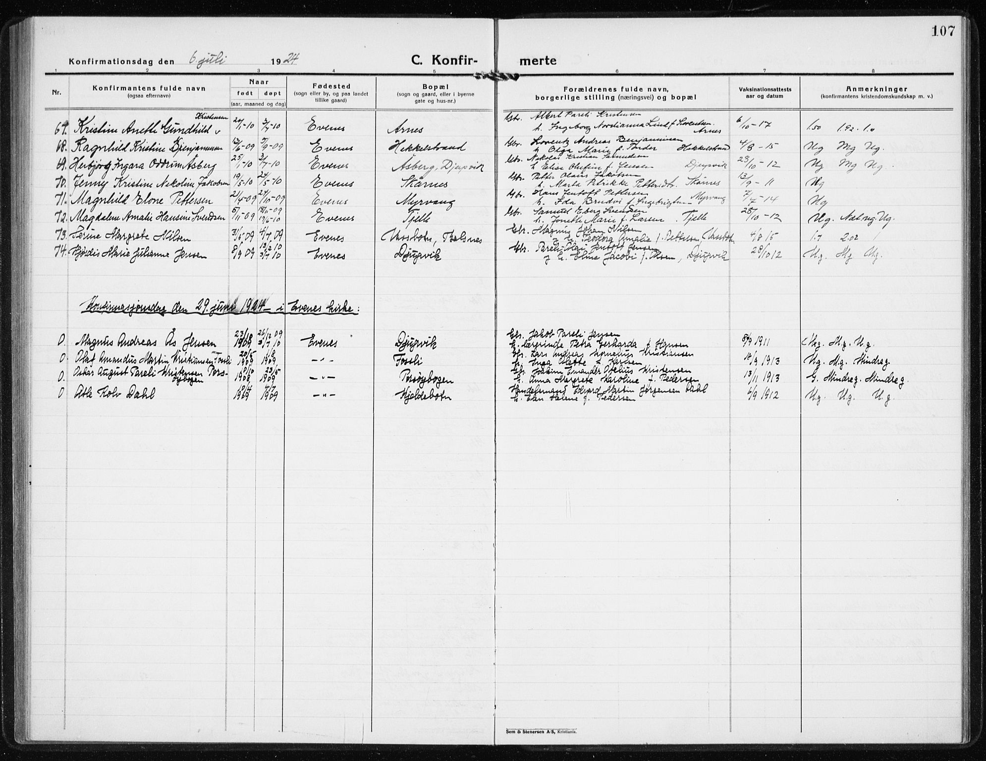 Ministerialprotokoller, klokkerbøker og fødselsregistre - Nordland, AV/SAT-A-1459/869/L0975: Klokkerbok nr. 869C01, 1923-1939, s. 107