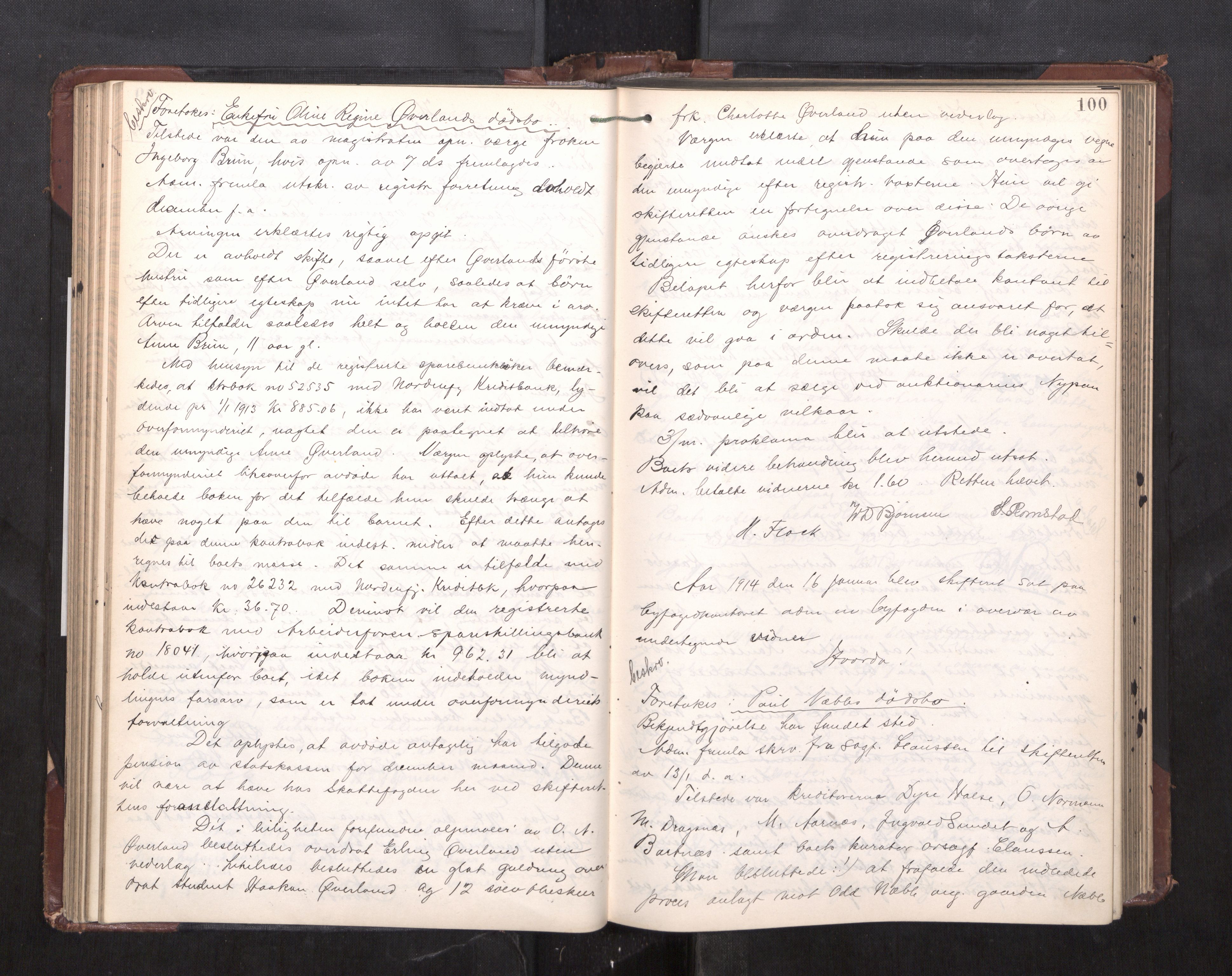 Trondheim byfogd, AV/SAT-A-0003/1/3/3C/L0028: Skifteregistreringsprotokoll - 17/1-29/1. (u/ register), 1913-1917, s. 100