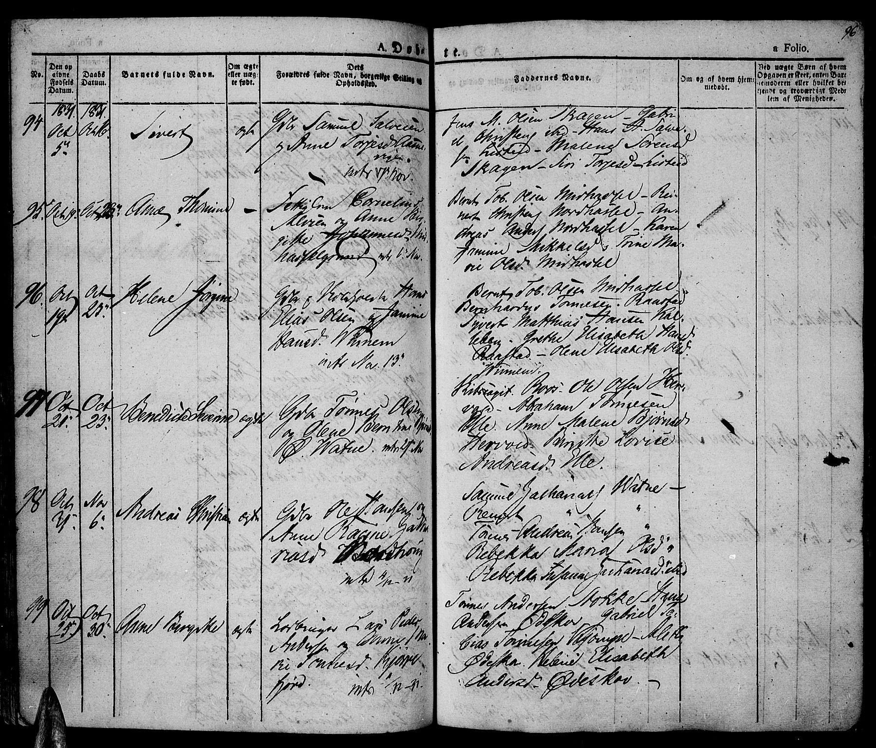 Lista sokneprestkontor, AV/SAK-1111-0027/F/Fa/L0008: Ministerialbok nr. A 8, 1823-1835, s. 96