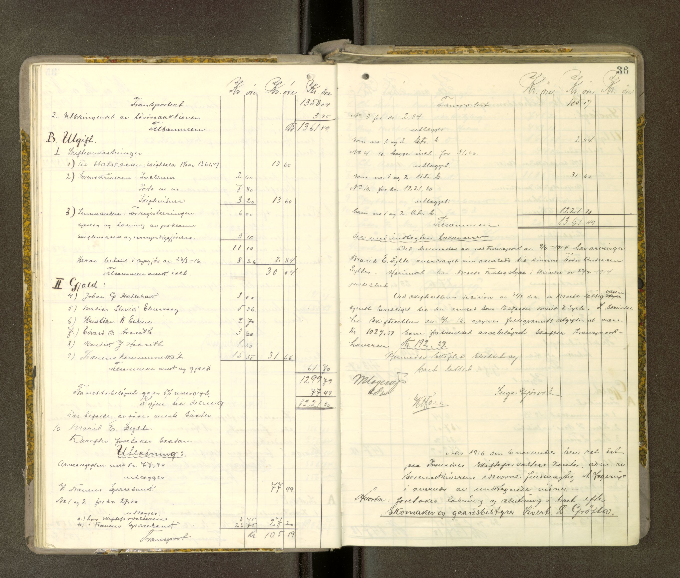 Romsdal sorenskriveri, AV/SAT-A-4149/1/3/3A/L0021: Skifteutlodnings Protokoll 7, 1916-1920, s. 35b-36a