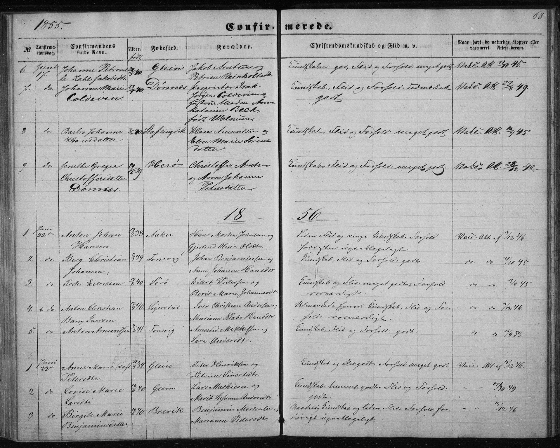 Ministerialprotokoller, klokkerbøker og fødselsregistre - Nordland, SAT/A-1459/835/L0523: Ministerialbok nr. 835A01, 1855-1865, s. 68