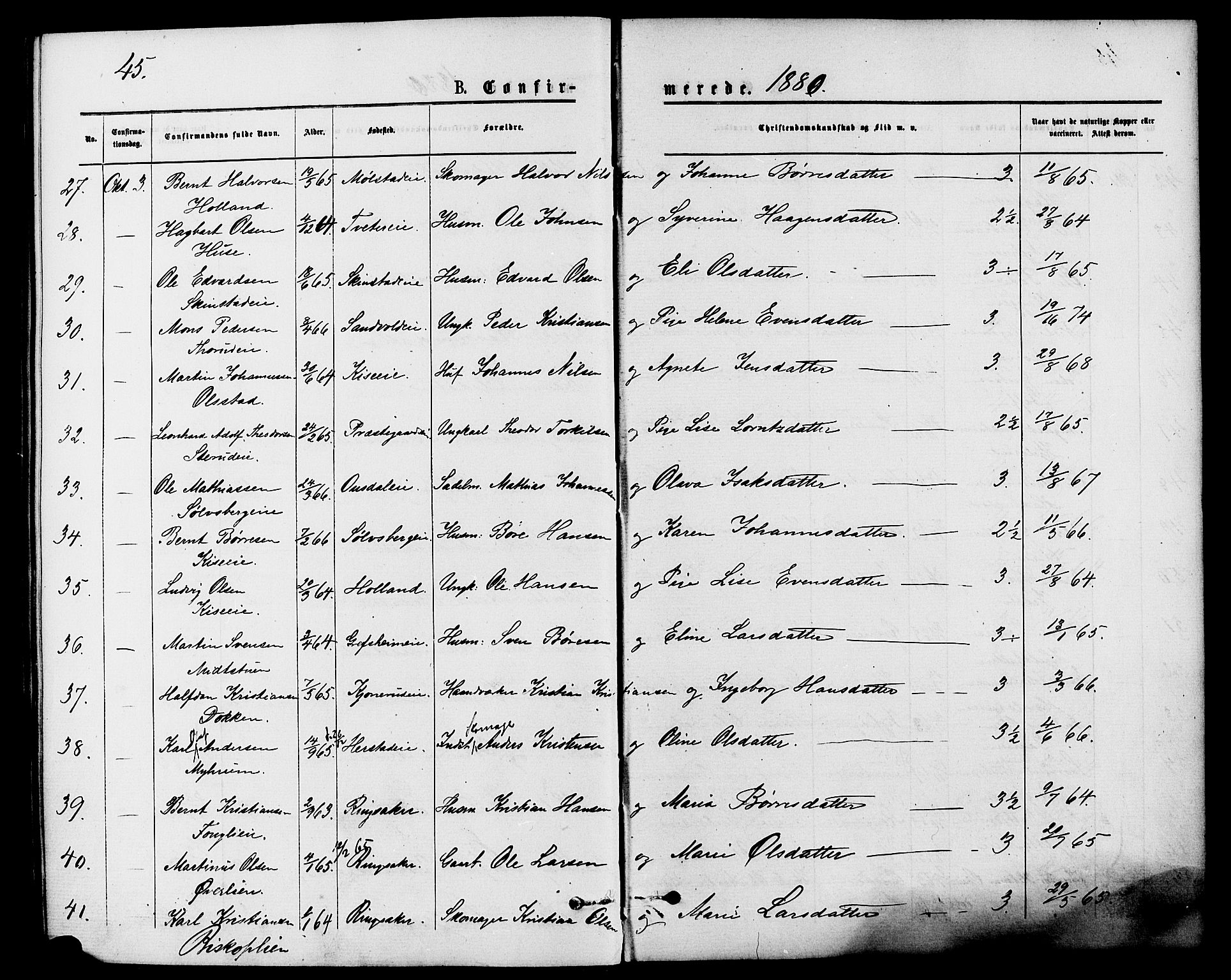 Nes prestekontor, Hedmark, AV/SAH-PREST-020/K/Ka/L0006: Ministerialbok nr. 6, 1873-1886, s. 45
