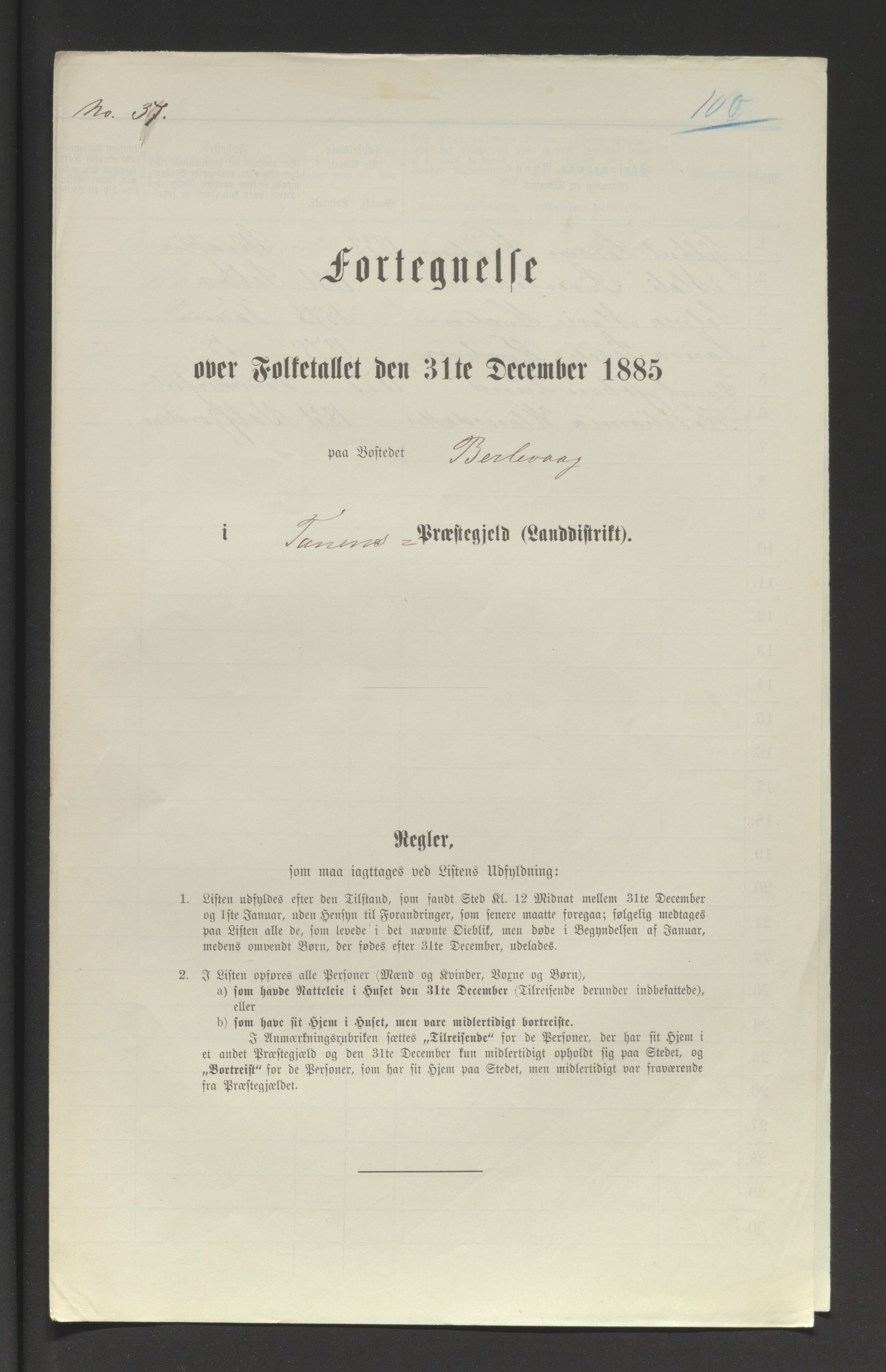 SATØ, Folketelling 1885 for 2025 Tana herred, 1885, s. 100a