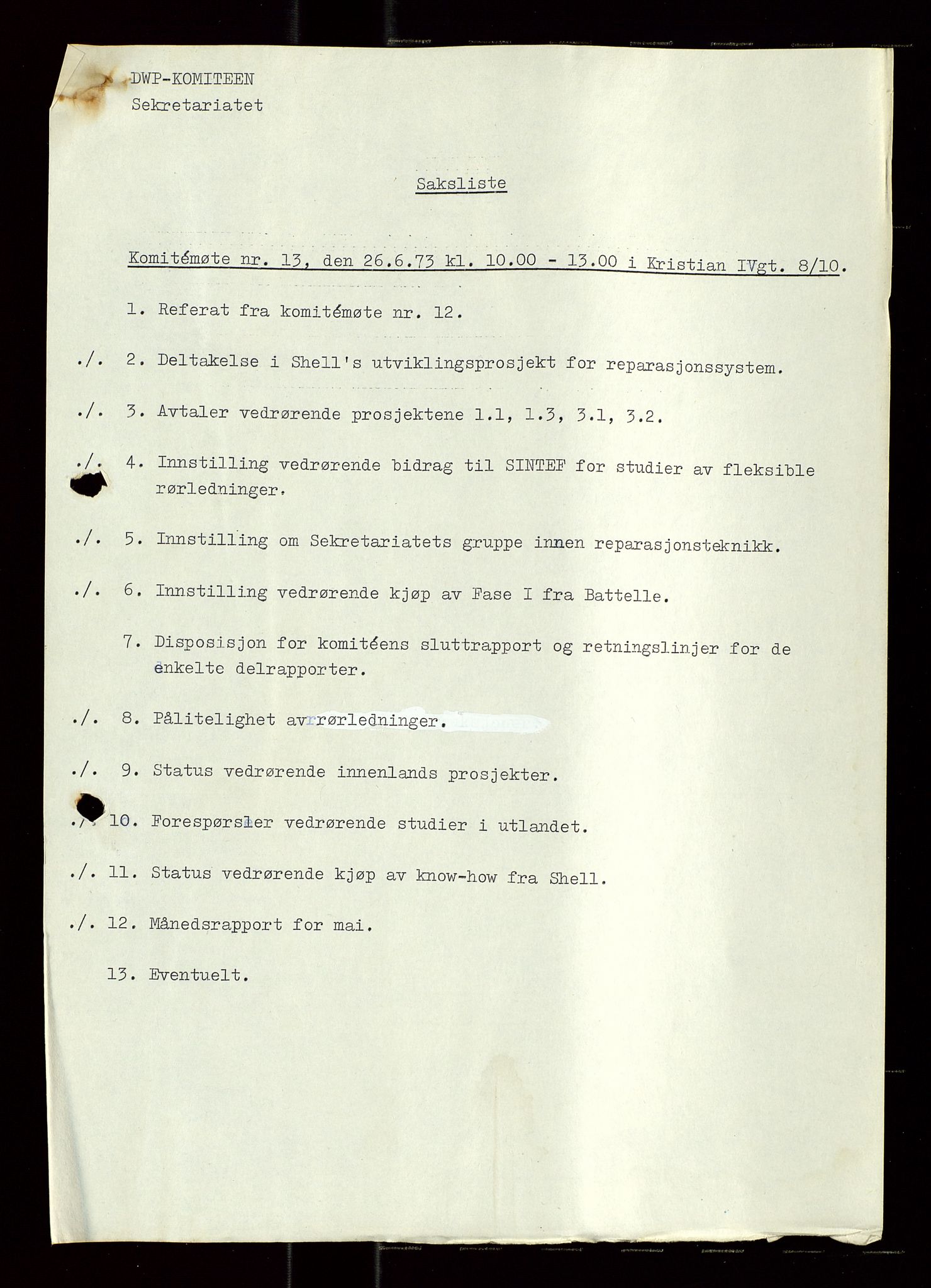 Industridepartementet, Oljekontoret, AV/SAST-A-101348/Di/L0004: DWP, møter, komite`møter, 761 forskning/teknologi, 1972-1975, s. 68