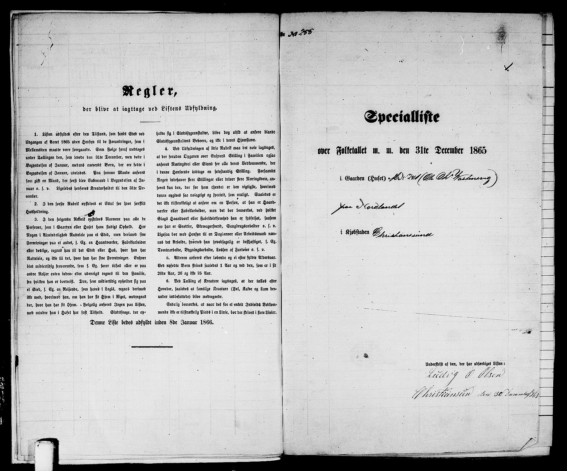 RA, Folketelling 1865 for 1503B Kristiansund prestegjeld, Kristiansund kjøpstad, 1865, s. 523