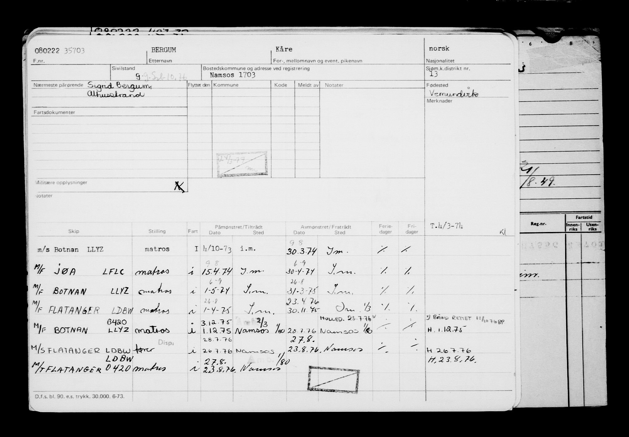 Direktoratet for sjømenn, AV/RA-S-3545/G/Gb/L0202: Hovedkort, 1922, s. 699