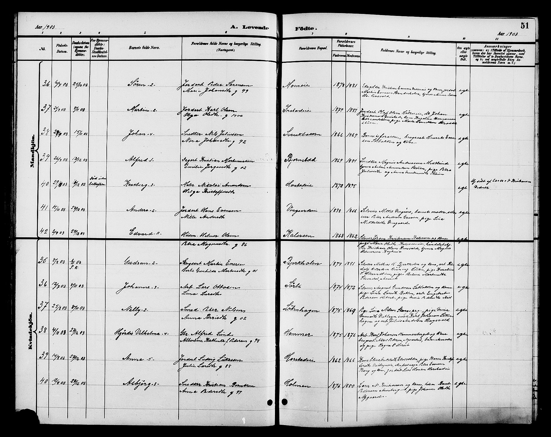 Romedal prestekontor, AV/SAH-PREST-004/L/L0012: Klokkerbok nr. 12, 1896-1914, s. 51