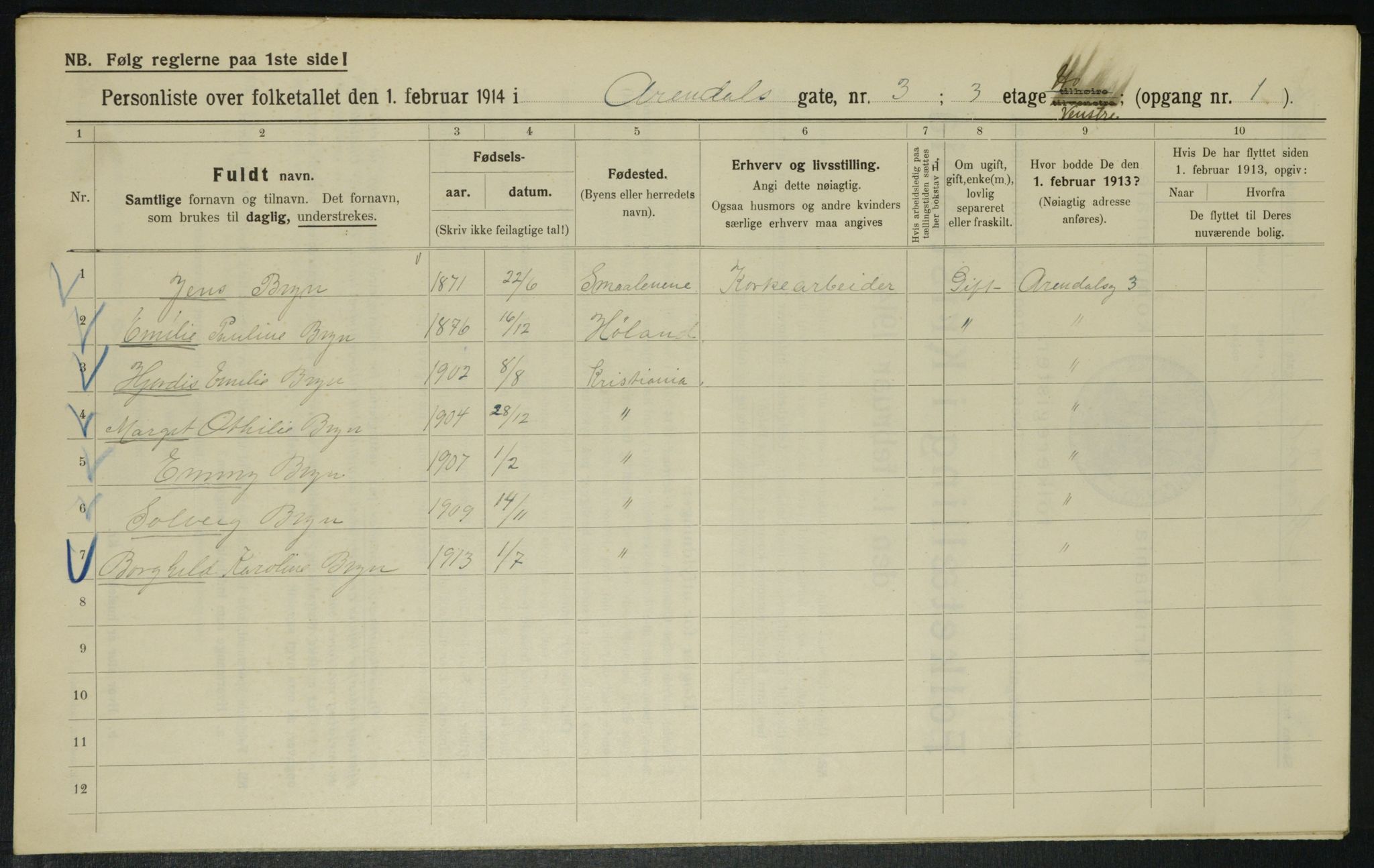 OBA, Kommunal folketelling 1.2.1914 for Kristiania, 1914, s. 2080