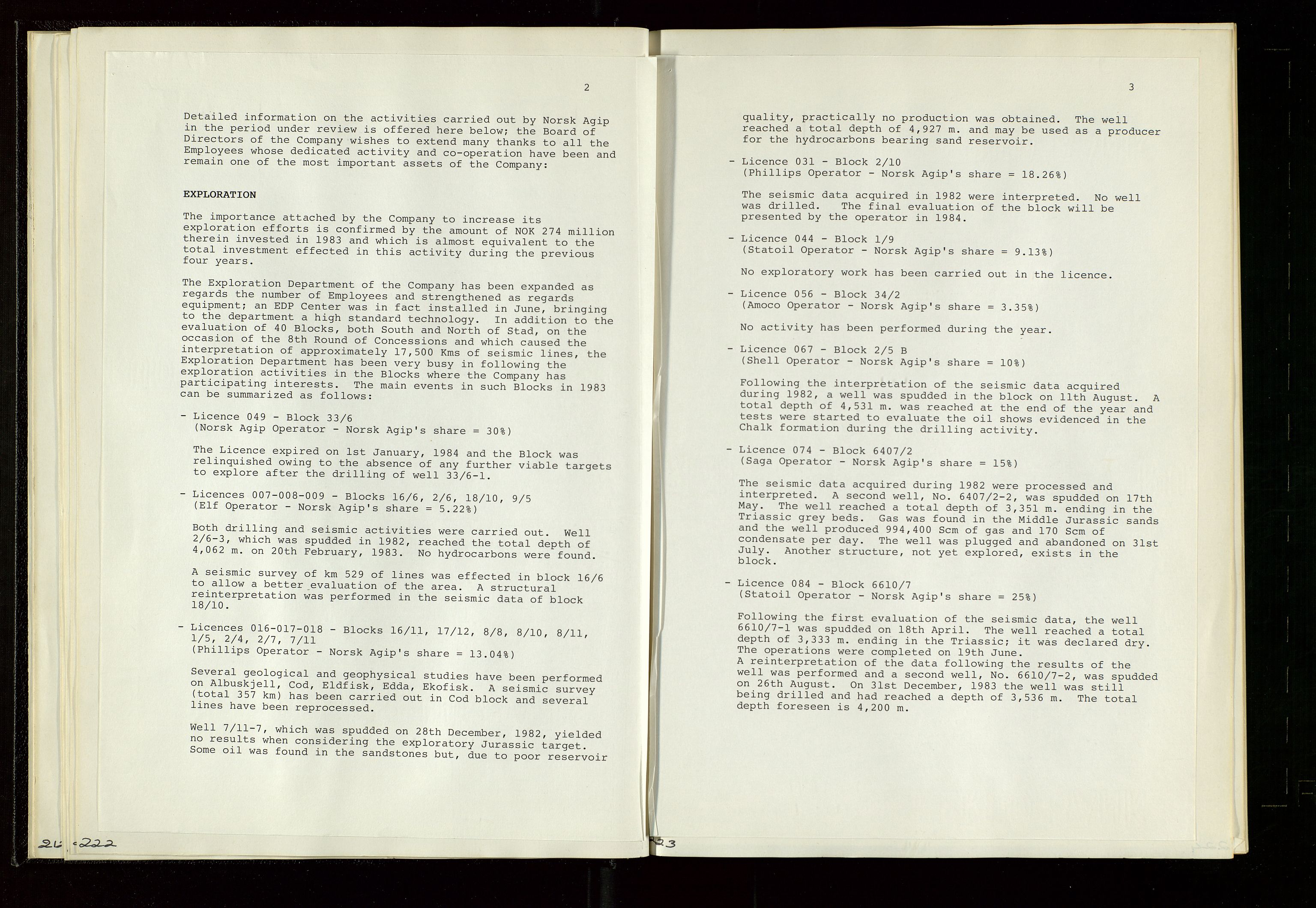 Pa 1583 - Norsk Agip AS, AV/SAST-A-102138/A/Aa/L0003: Board of Directors meeting minutes, 1979-1983, s. 222-223