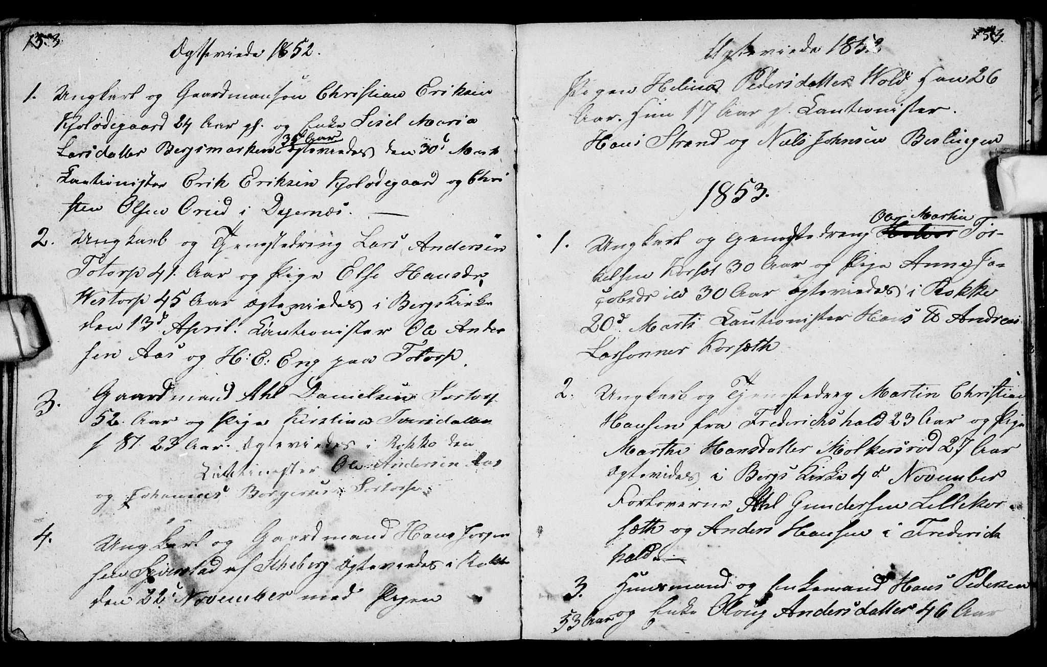 Berg prestekontor Kirkebøker, SAO/A-10902/G/Gc/L0001: Klokkerbok nr. III 1, 1844-1855, s. 153-154