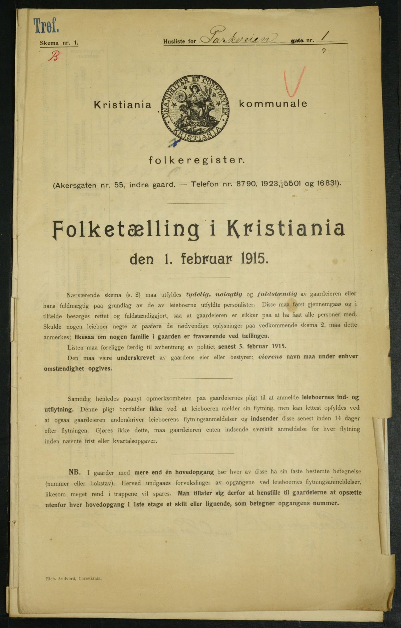 OBA, Kommunal folketelling 1.2.1915 for Kristiania, 1915, s. 77225