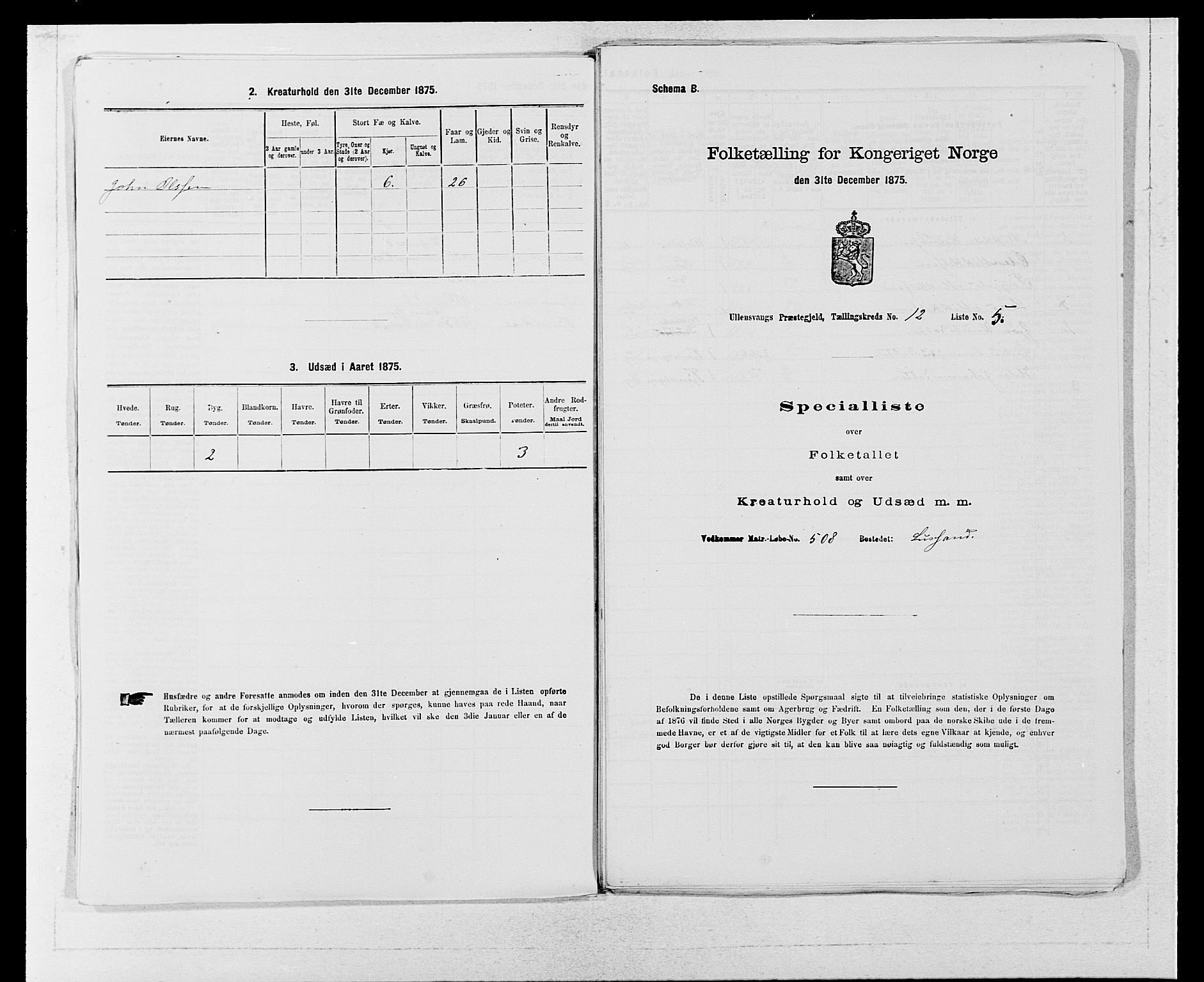 SAB, Folketelling 1875 for 1230P Ullensvang prestegjeld, 1875, s. 1227