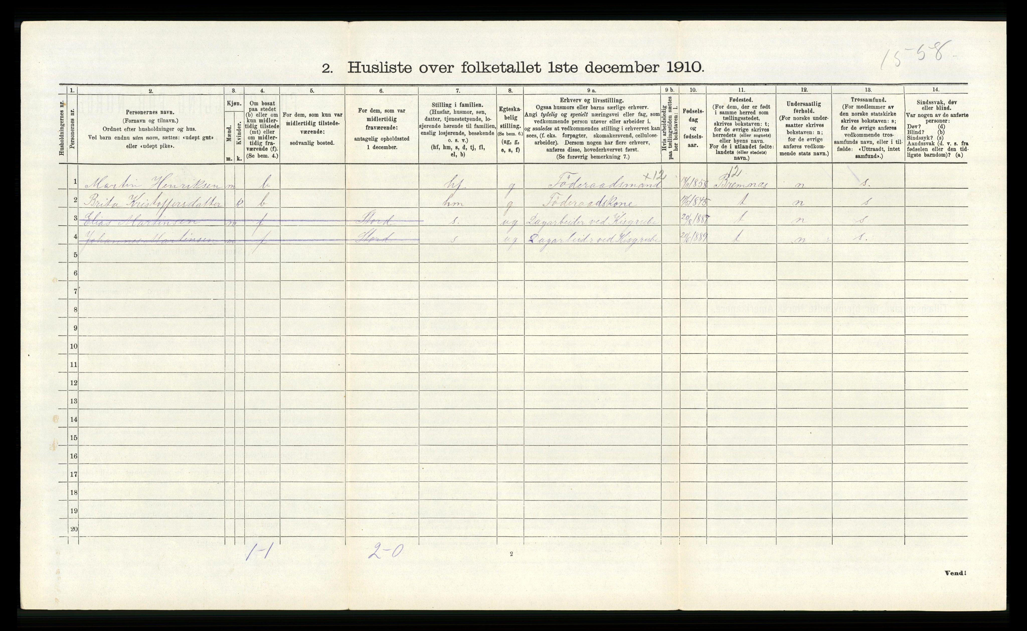 RA, Folketelling 1910 for 1222 Fitjar herred, 1910, s. 234