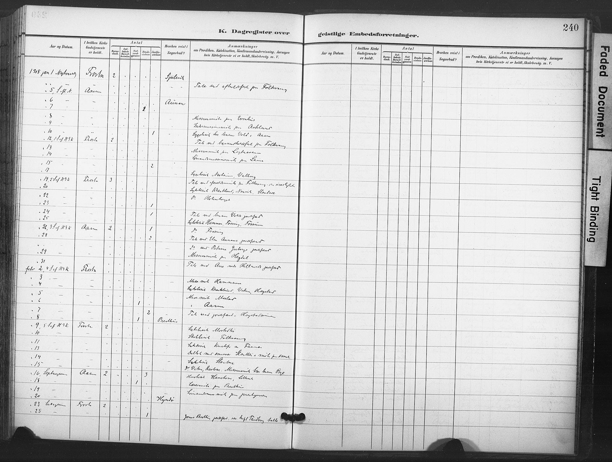 Ministerialprotokoller, klokkerbøker og fødselsregistre - Nord-Trøndelag, SAT/A-1458/713/L0122: Ministerialbok nr. 713A11, 1899-1910, s. 240