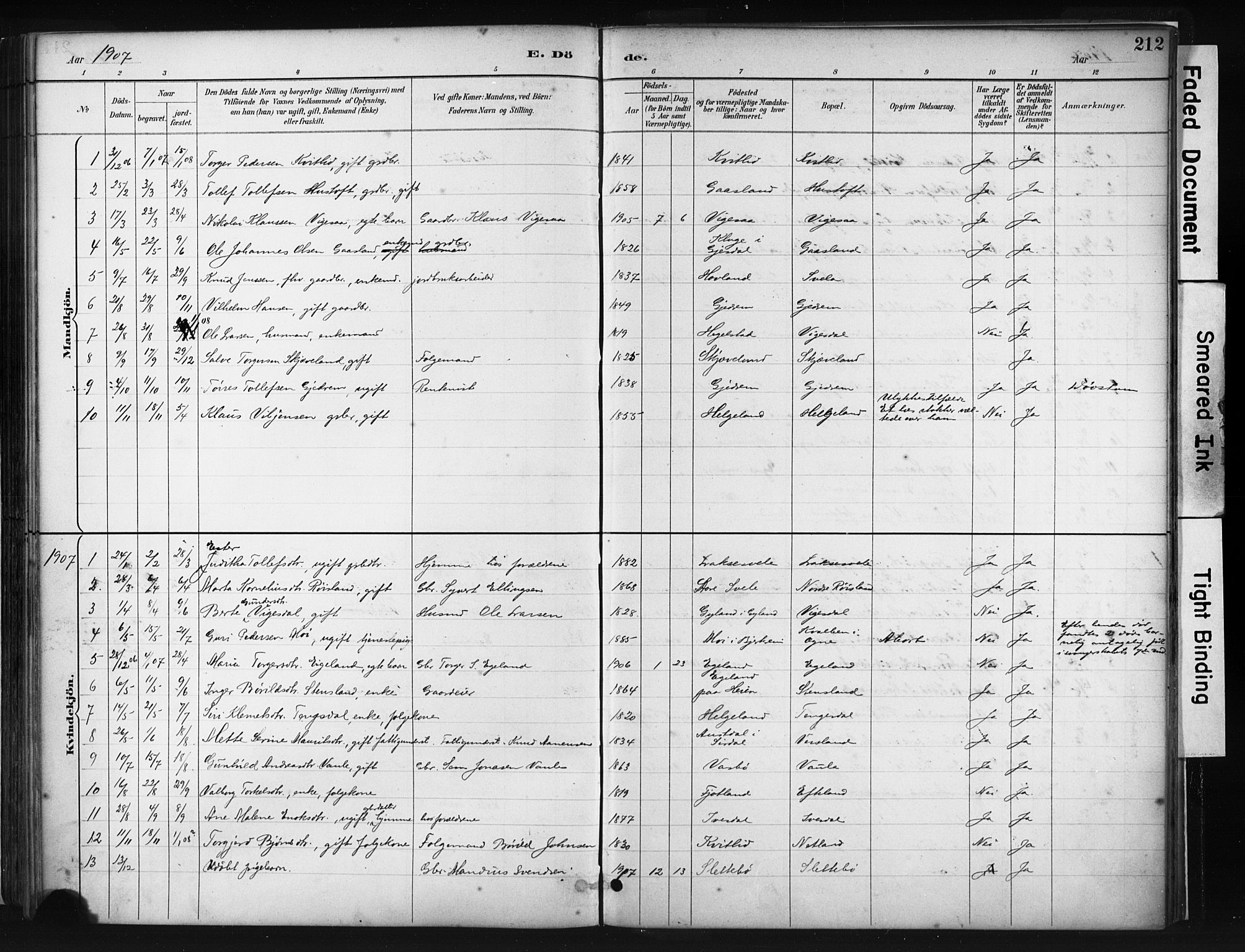 Helleland sokneprestkontor, AV/SAST-A-101810: Ministerialbok nr. A 9, 1887-1908, s. 212