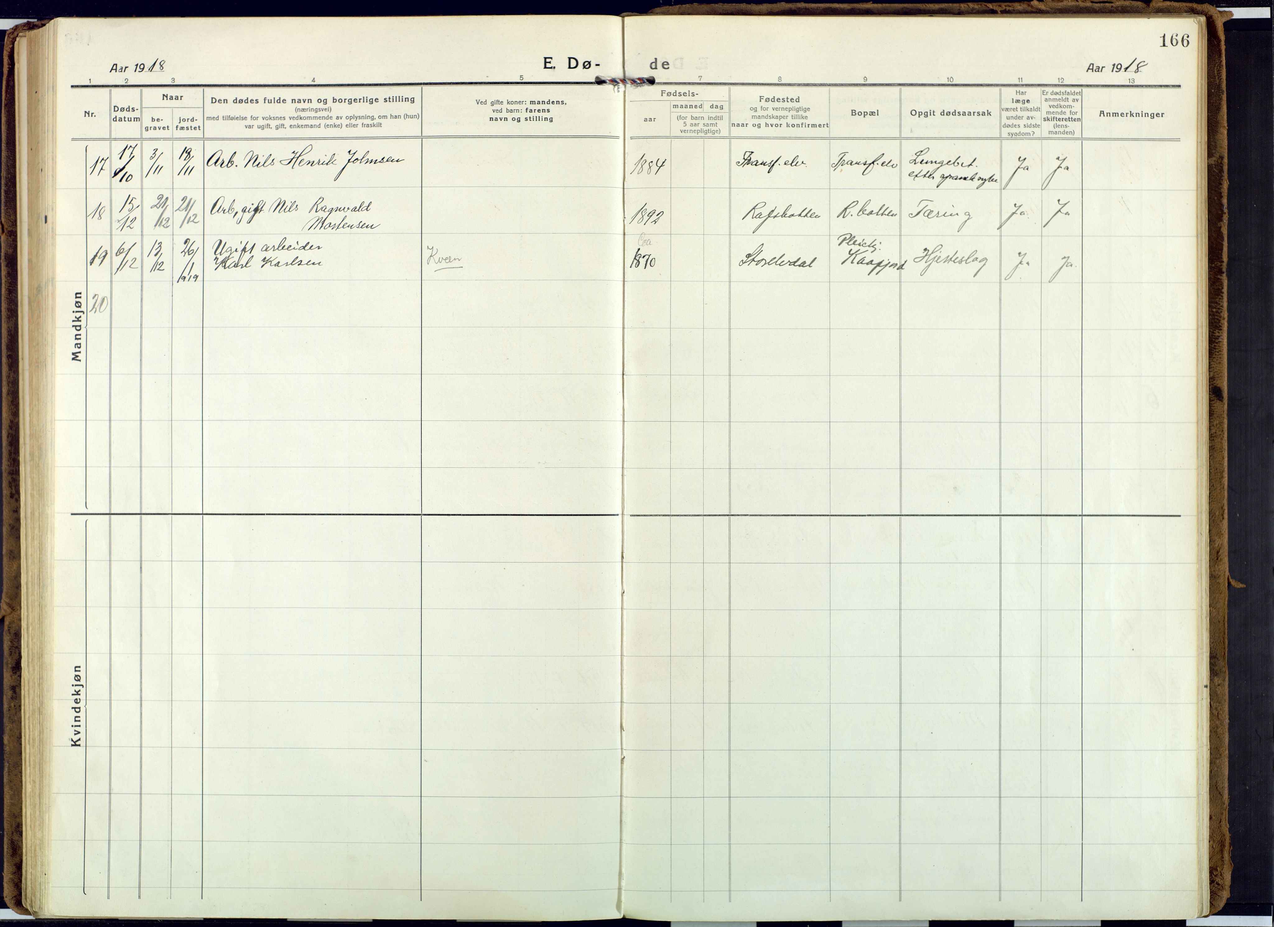 Alta sokneprestkontor, AV/SATØ-S-1338/H/Ha: Ministerialbok nr. 6, 1918-1931, s. 166