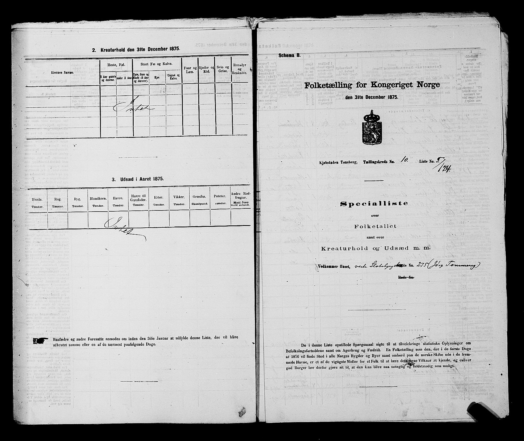 SAKO, Folketelling 1875 for 0705P Tønsberg prestegjeld, 1875, s. 308