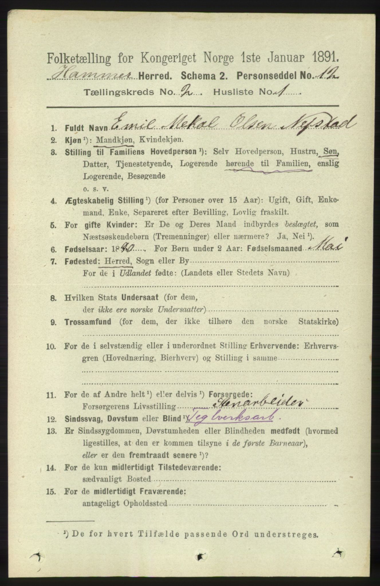 RA, Folketelling 1891 for 1254 Hamre herred, 1891, s. 236