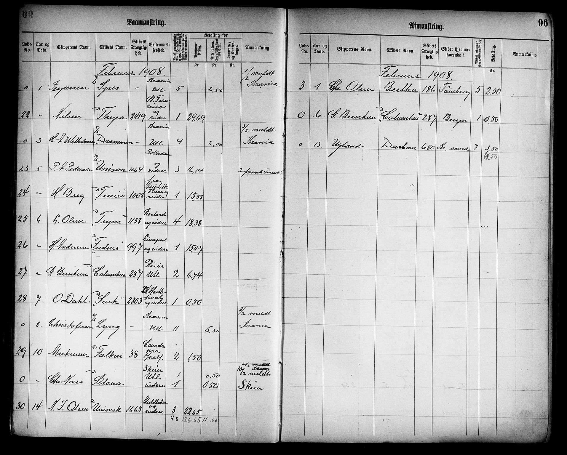 Tønsberg innrulleringskontor, AV/SAKO-A-786/H/Ha/L0006: Mønstringsjournal, 1906-1914, s. 98