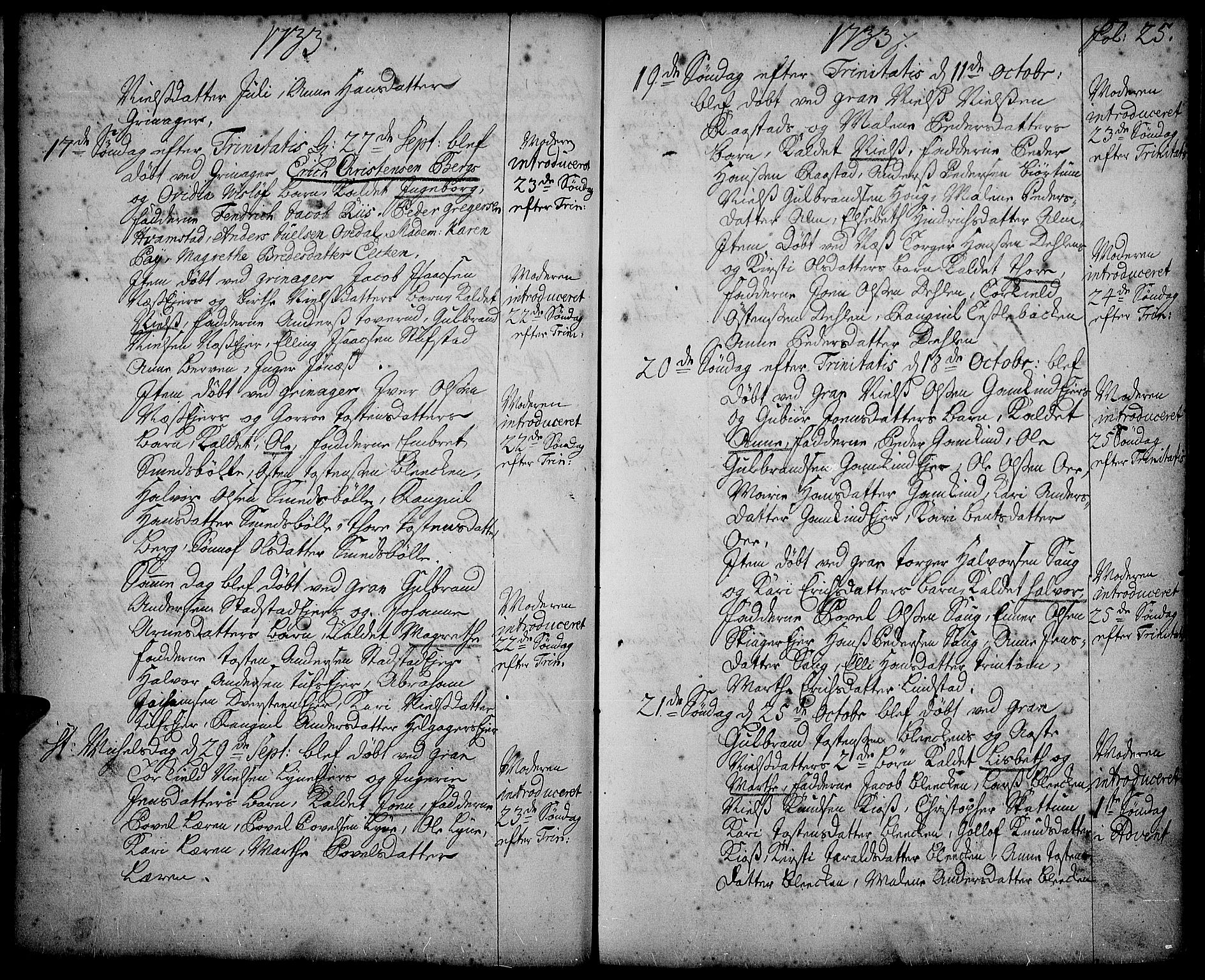 Gran prestekontor, AV/SAH-PREST-112/H/Ha/Haa/L0002: Ministerialbok nr. 2, 1732-1744, s. 25