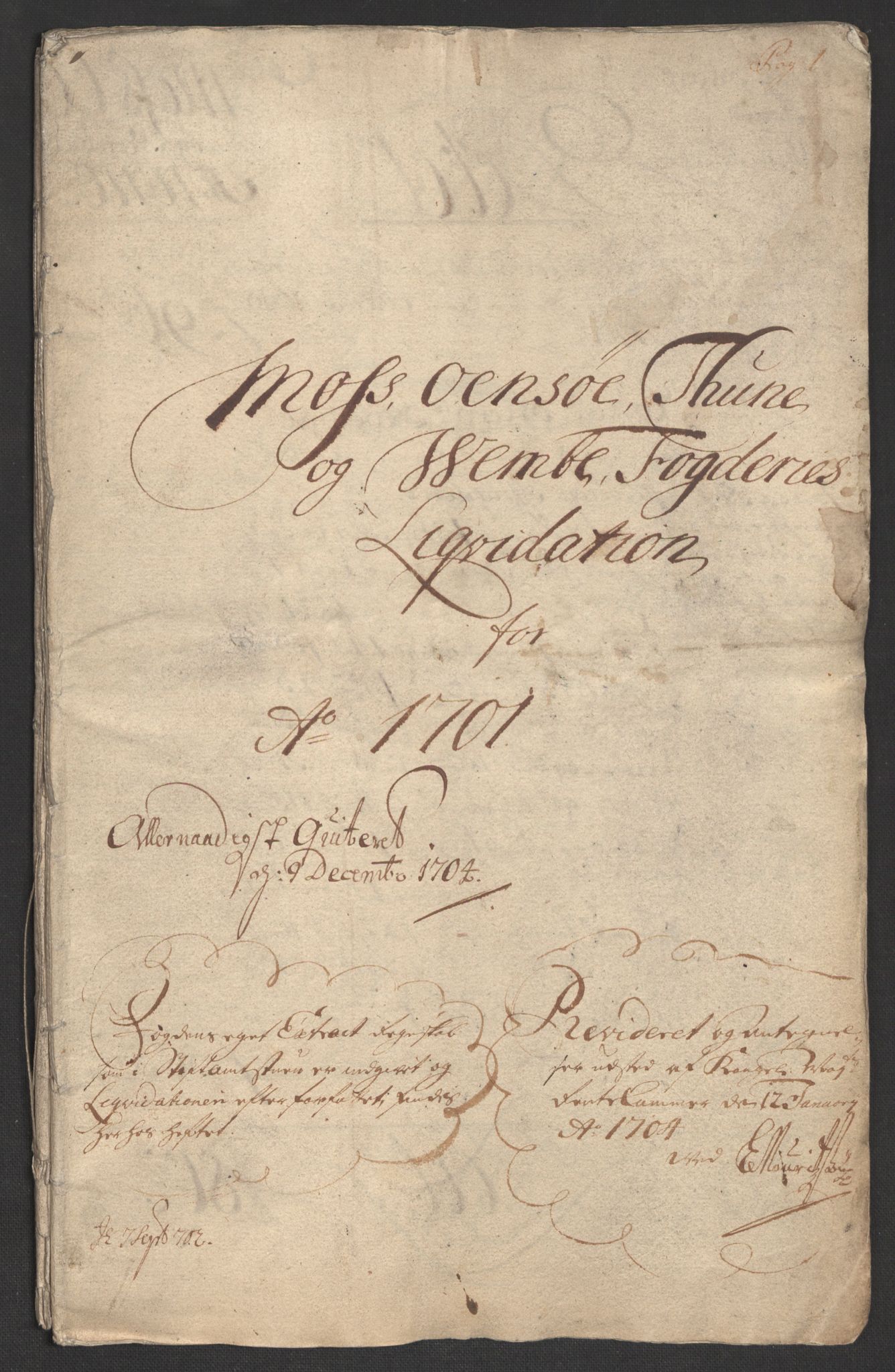 Rentekammeret inntil 1814, Reviderte regnskaper, Fogderegnskap, RA/EA-4092/R04/L0130: Fogderegnskap Moss, Onsøy, Tune, Veme og Åbygge, 1701, s. 3