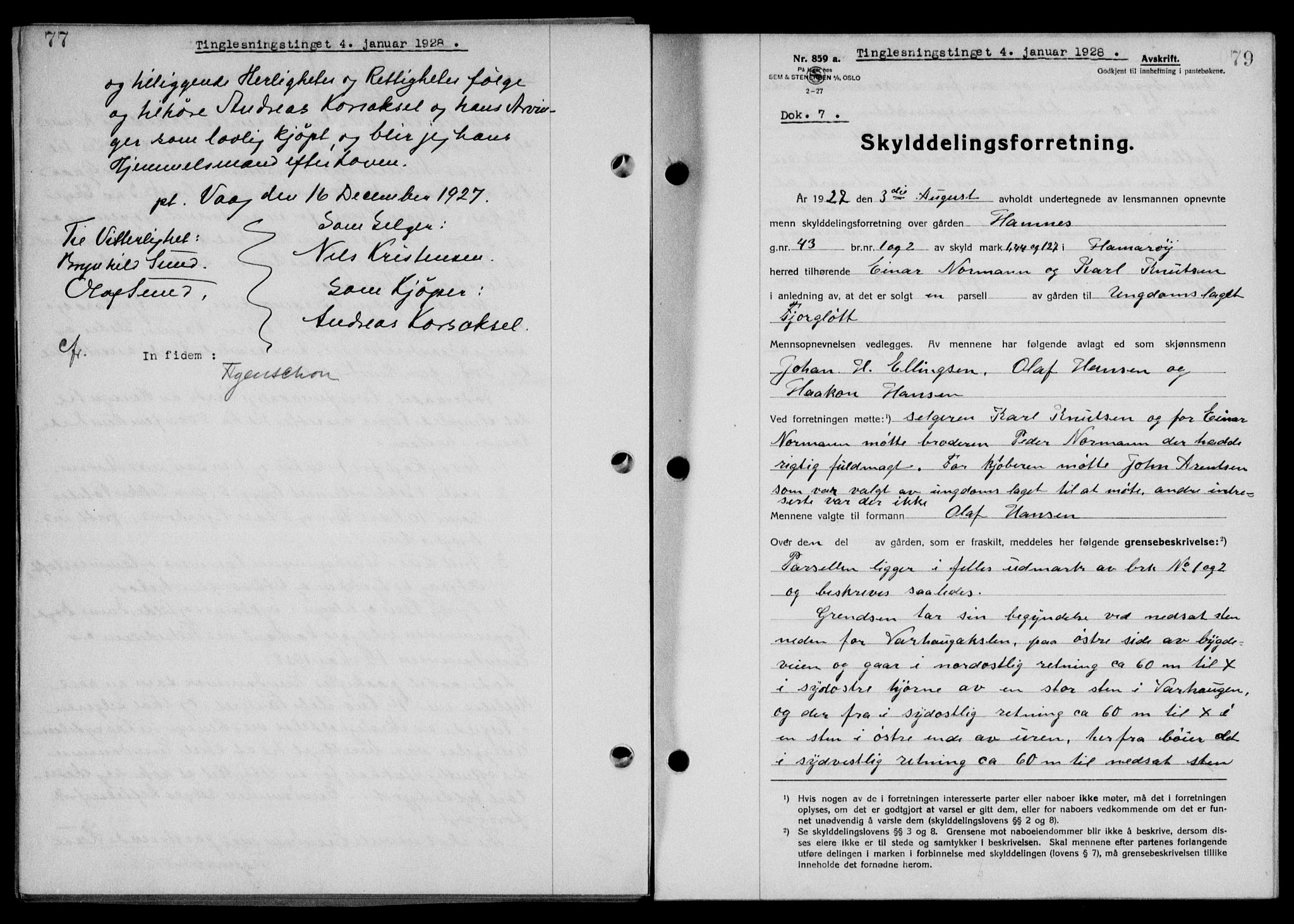 Steigen og Ofoten sorenskriveri, SAT/A-0030/1/2/2C/L0015/0002: Pantebok nr. 16 og 17-I, 1927-1928, Tingl.dato: 04.01.1928