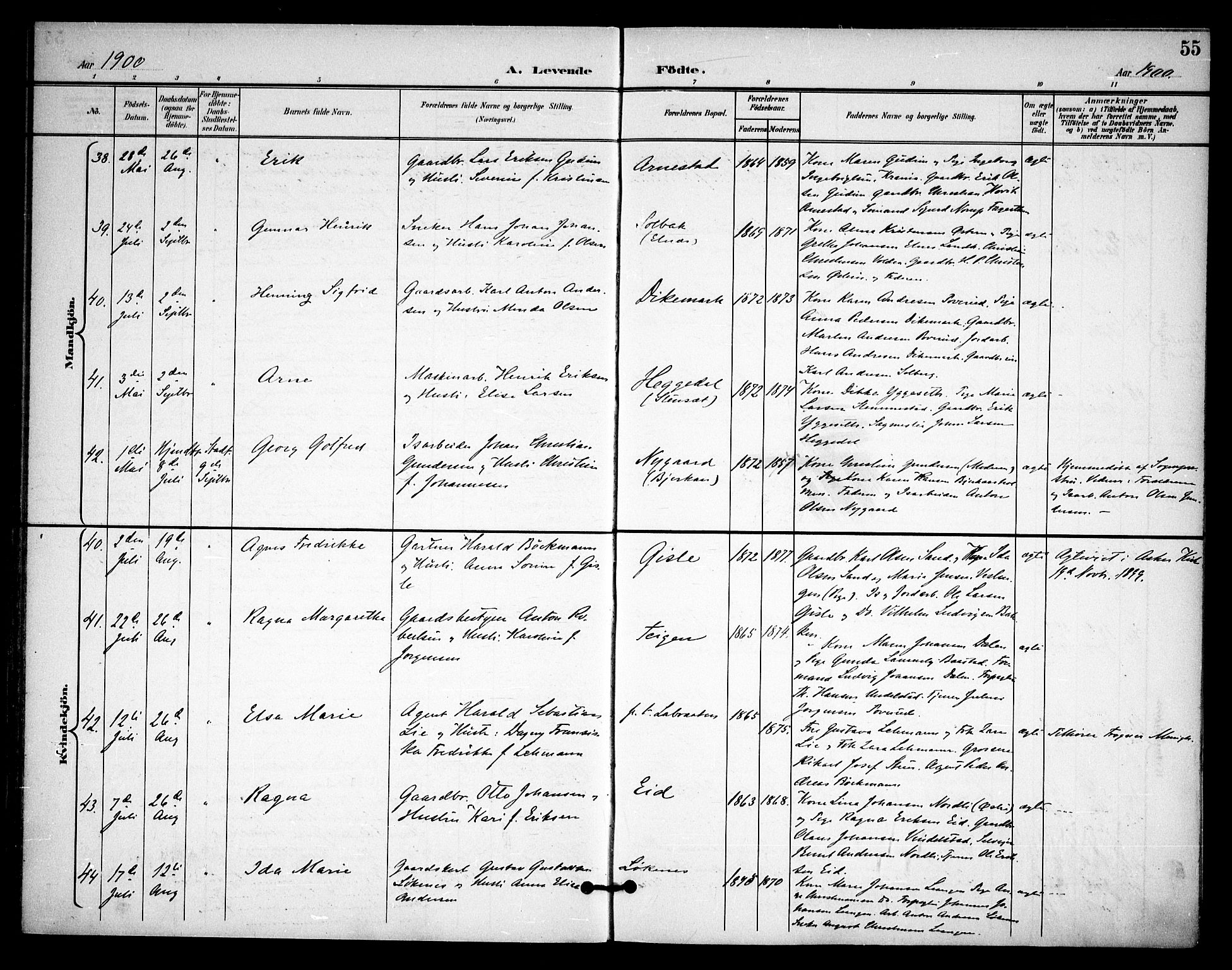Asker prestekontor Kirkebøker, AV/SAO-A-10256a/F/Fa/L0015: Ministerialbok nr. I 15, 1896-1915, s. 55