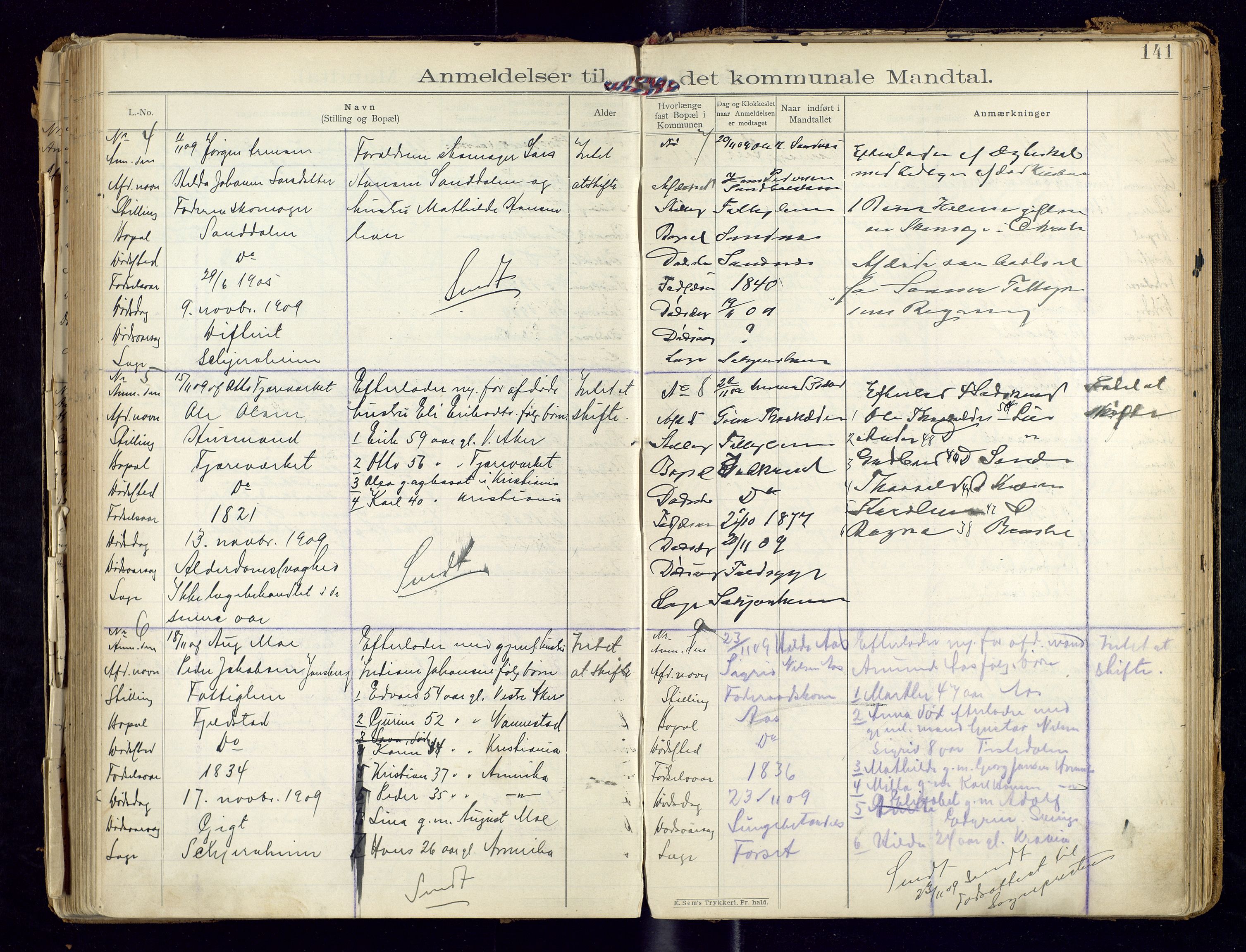 Sør-Odal lensmannskontor, SAH/LHS-022/H/Hb/L0001/0002: Protokoller over anmeldte dødsfall / Protokoll over anmeldte dødsfall, 1901-1913, s. 141