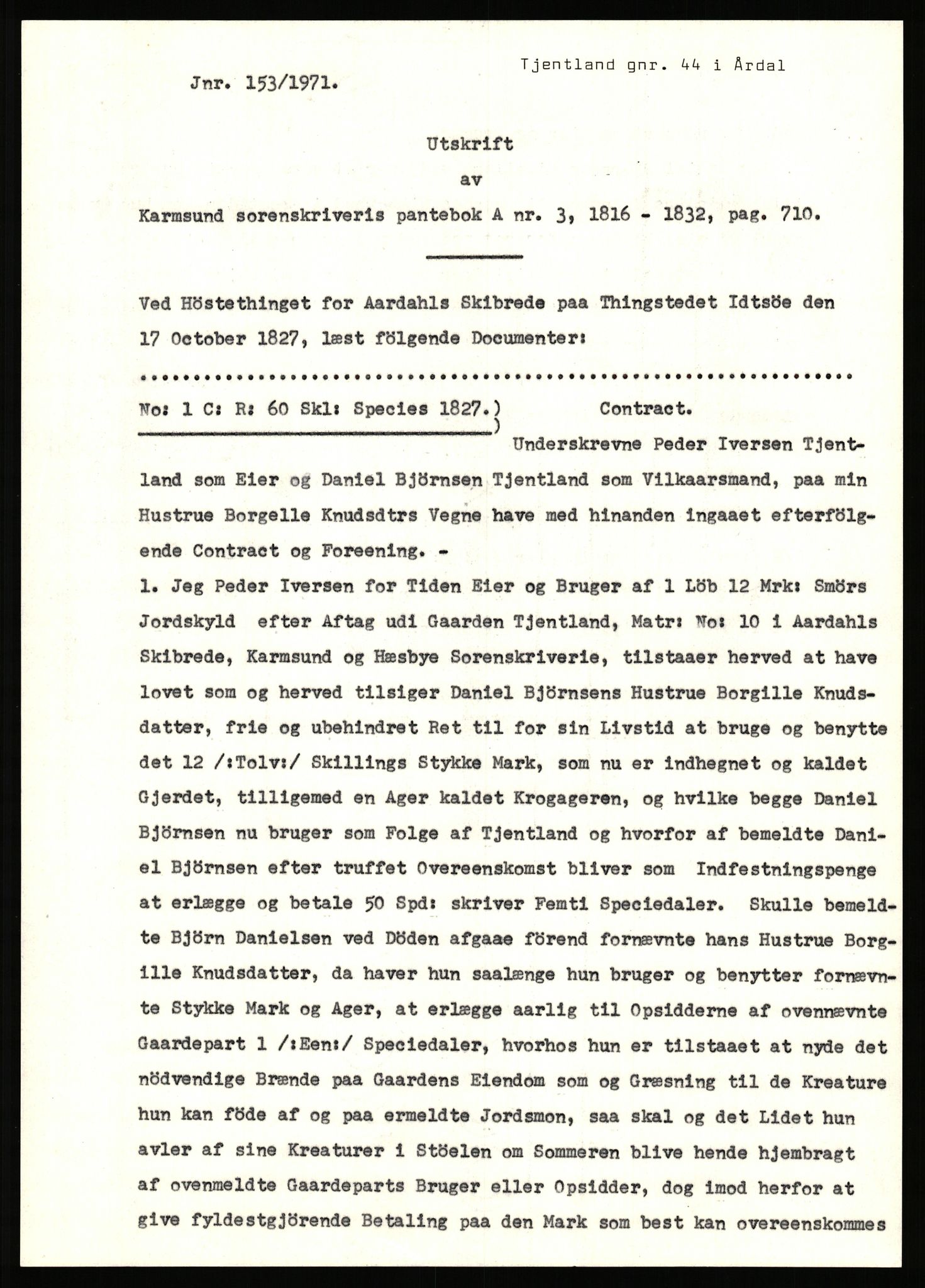 Statsarkivet i Stavanger, SAST/A-101971/03/Y/Yj/L0087: Avskrifter sortert etter gårdsnavn: Tjemsland nordre - Todhammer, 1750-1930, s. 97