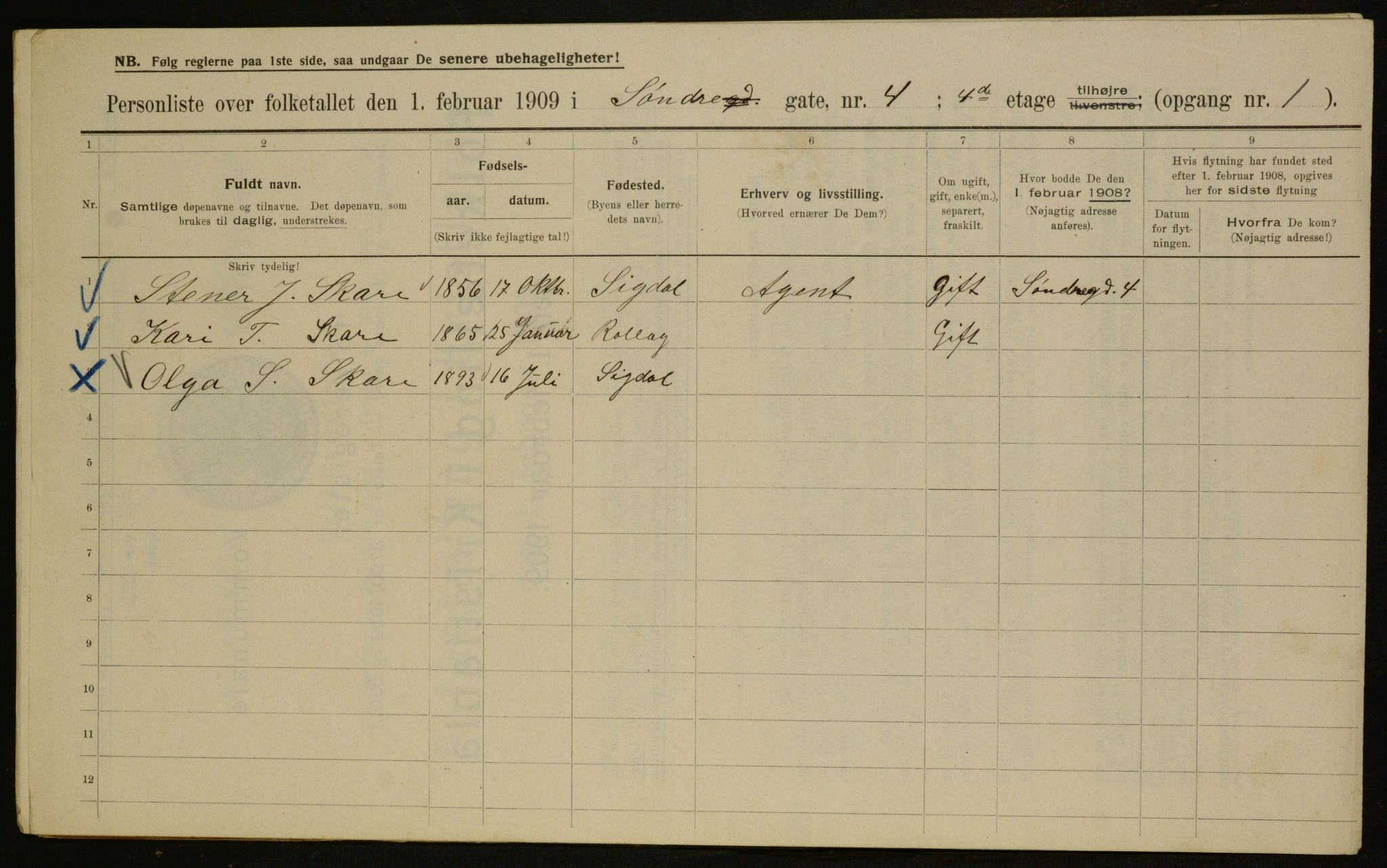 OBA, Kommunal folketelling 1.2.1909 for Kristiania kjøpstad, 1909, s. 96329