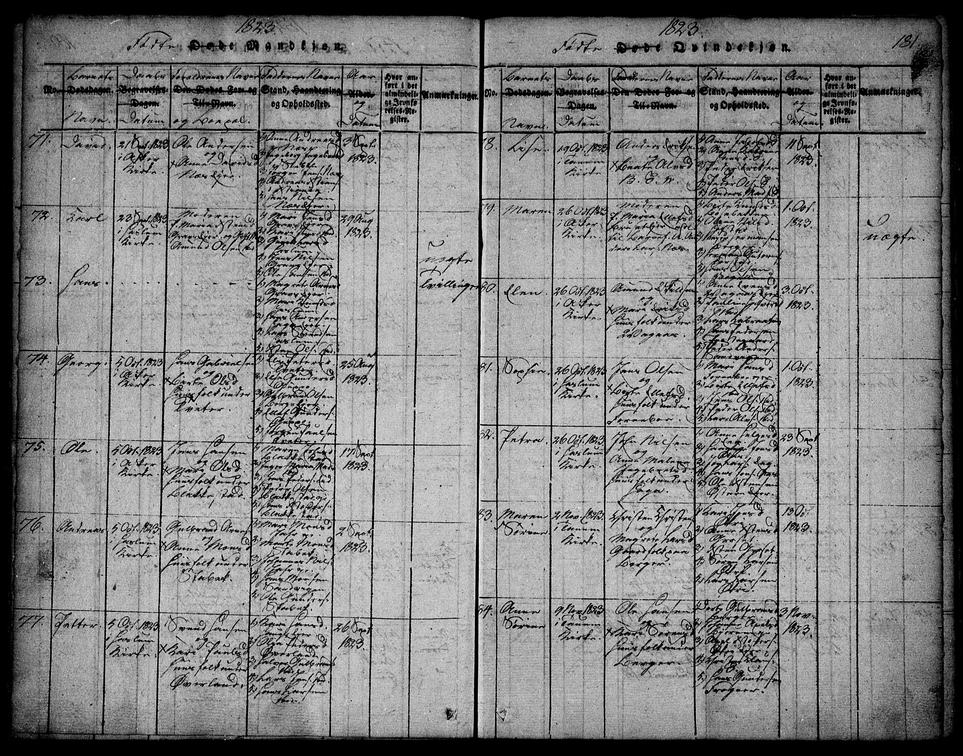 Asker prestekontor Kirkebøker, SAO/A-10256a/F/Fa/L0006: Ministerialbok nr. I 6, 1814-1824, s. 181