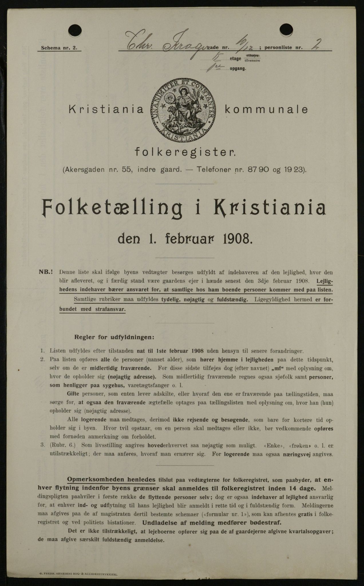 OBA, Kommunal folketelling 1.2.1908 for Kristiania kjøpstad, 1908, s. 11107