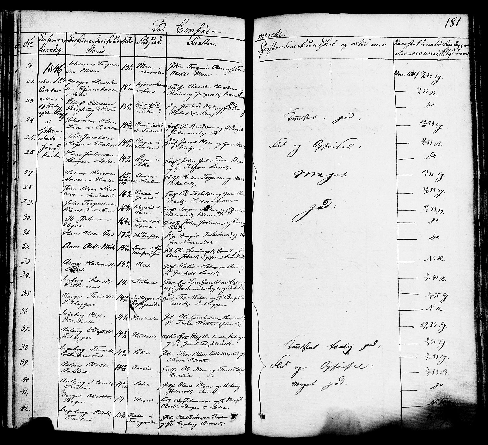 Heddal kirkebøker, SAKO/A-268/F/Fa/L0006: Ministerialbok nr. I 6, 1837-1854, s. 181