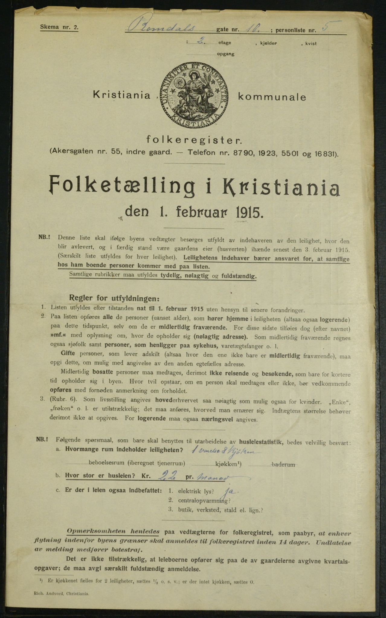 OBA, Kommunal folketelling 1.2.1915 for Kristiania, 1915, s. 83103