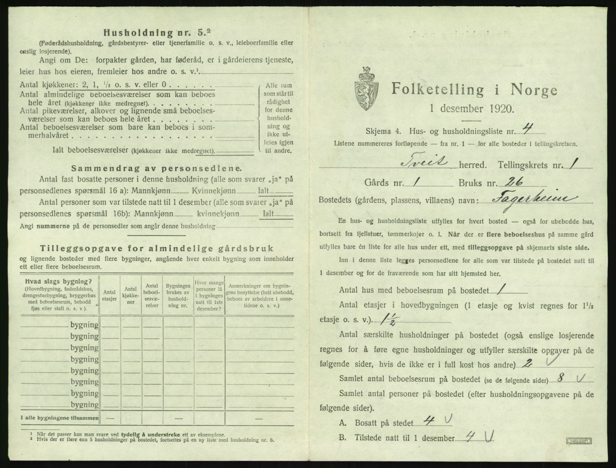 SAK, Folketelling 1920 for 1013 Tveit herred, 1920, s. 50
