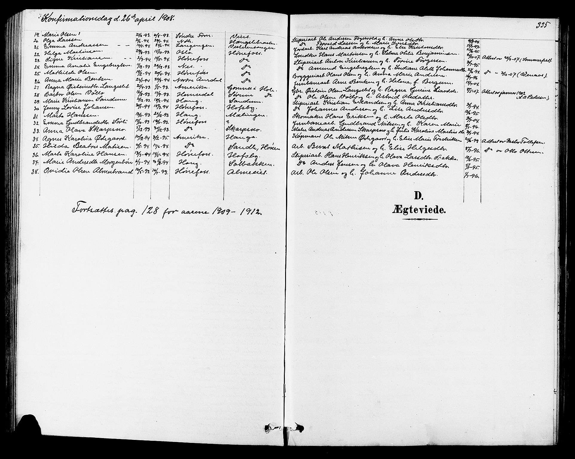 Norderhov kirkebøker, SAKO/A-237/G/Ga/L0008: Klokkerbok nr. I 8, 1887-1912, s. 335