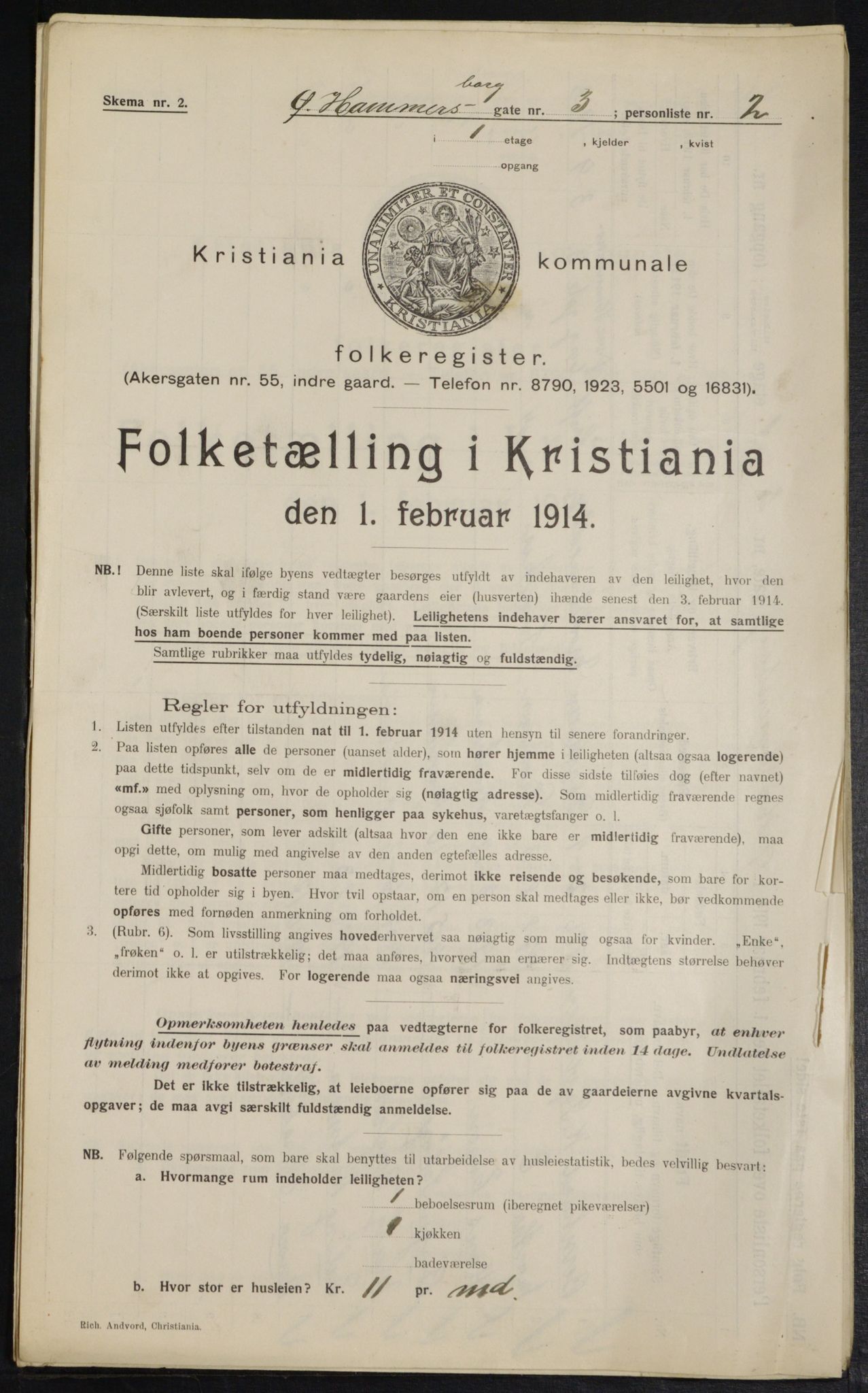 OBA, Kommunal folketelling 1.2.1914 for Kristiania, 1914, s. 130891