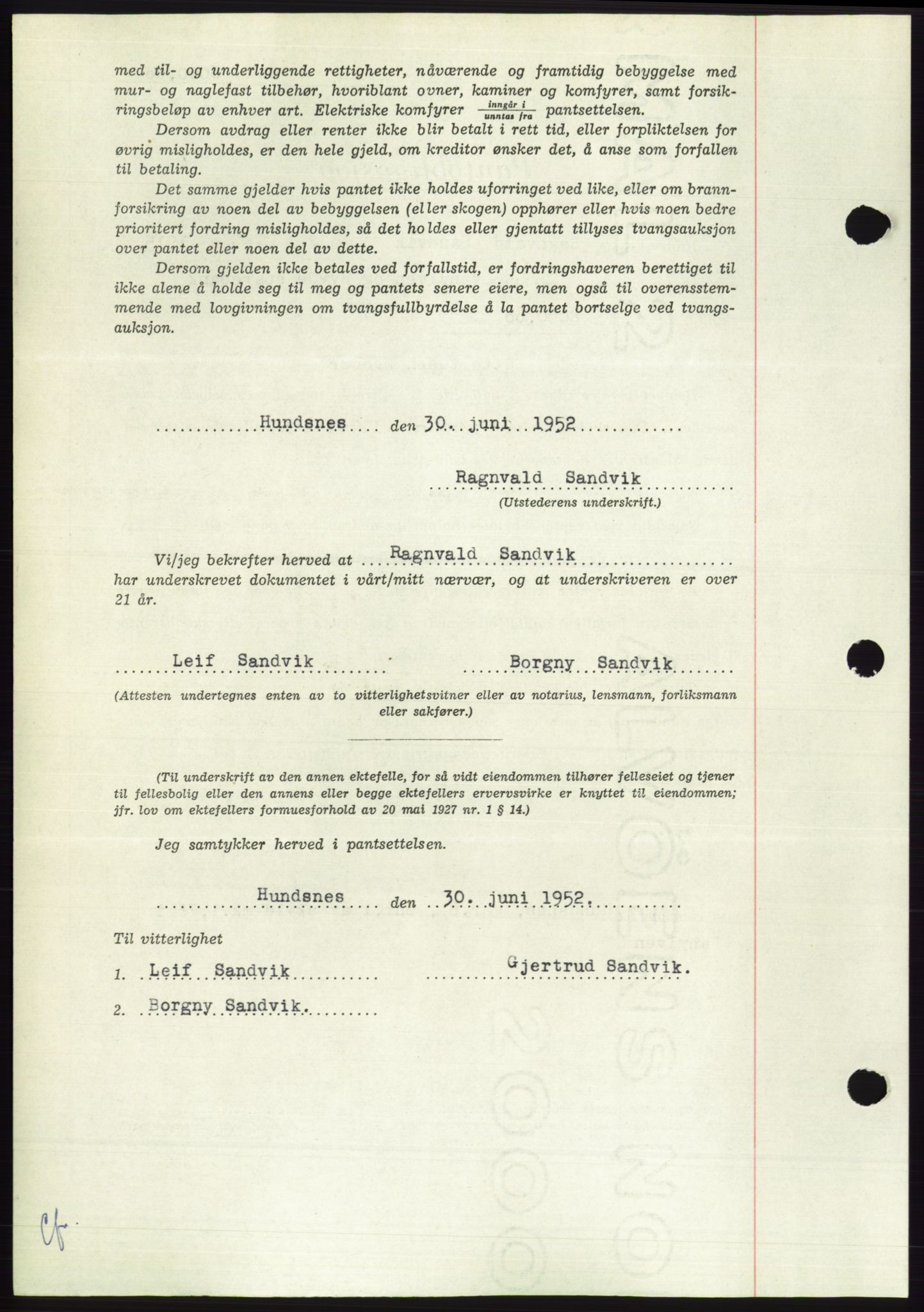 Søre Sunnmøre sorenskriveri, AV/SAT-A-4122/1/2/2C/L0121: Pantebok nr. 9B, 1951-1952, Dagboknr: 1367/1952