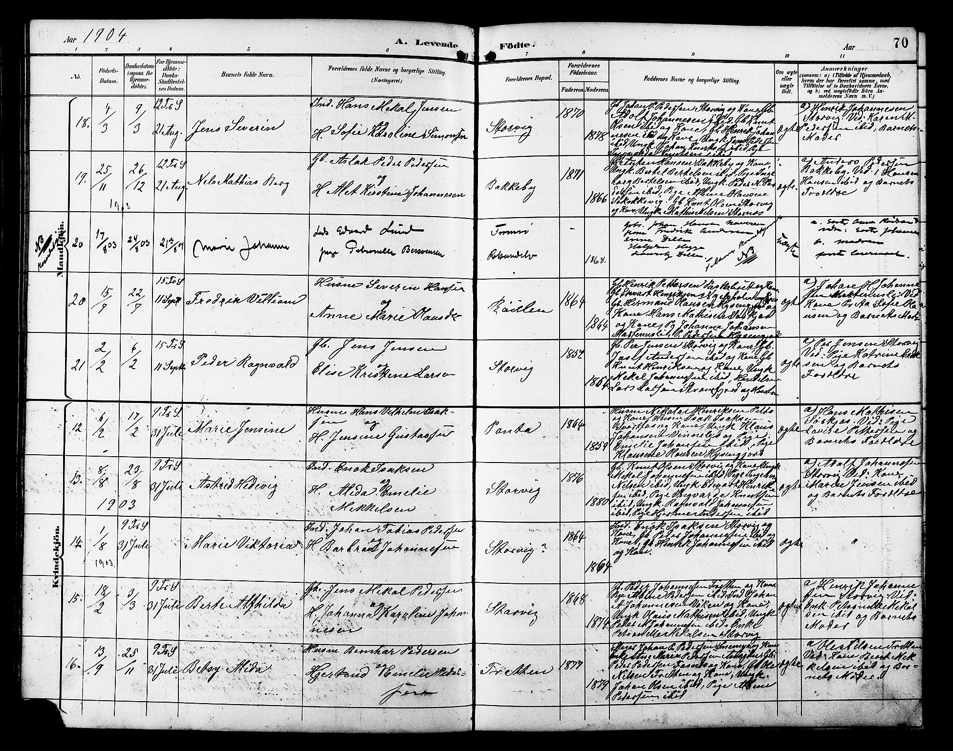 Skjervøy sokneprestkontor, AV/SATØ-S-1300/H/Ha/Hab/L0021klokker: Klokkerbok nr. 21, 1893-1910, s. 70