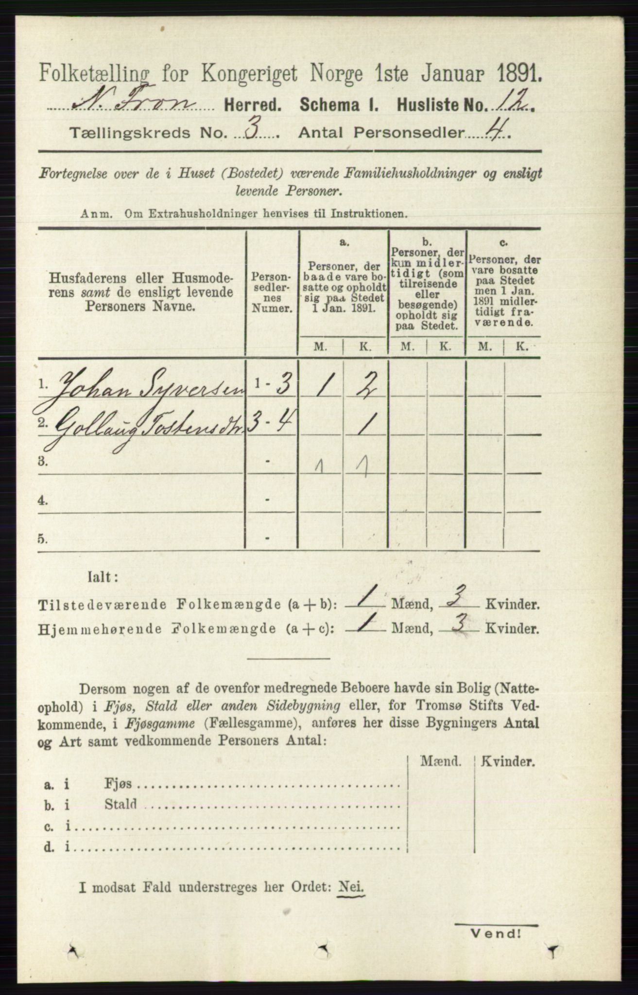 RA, Folketelling 1891 for 0518 Nord-Fron herred, 1891, s. 768