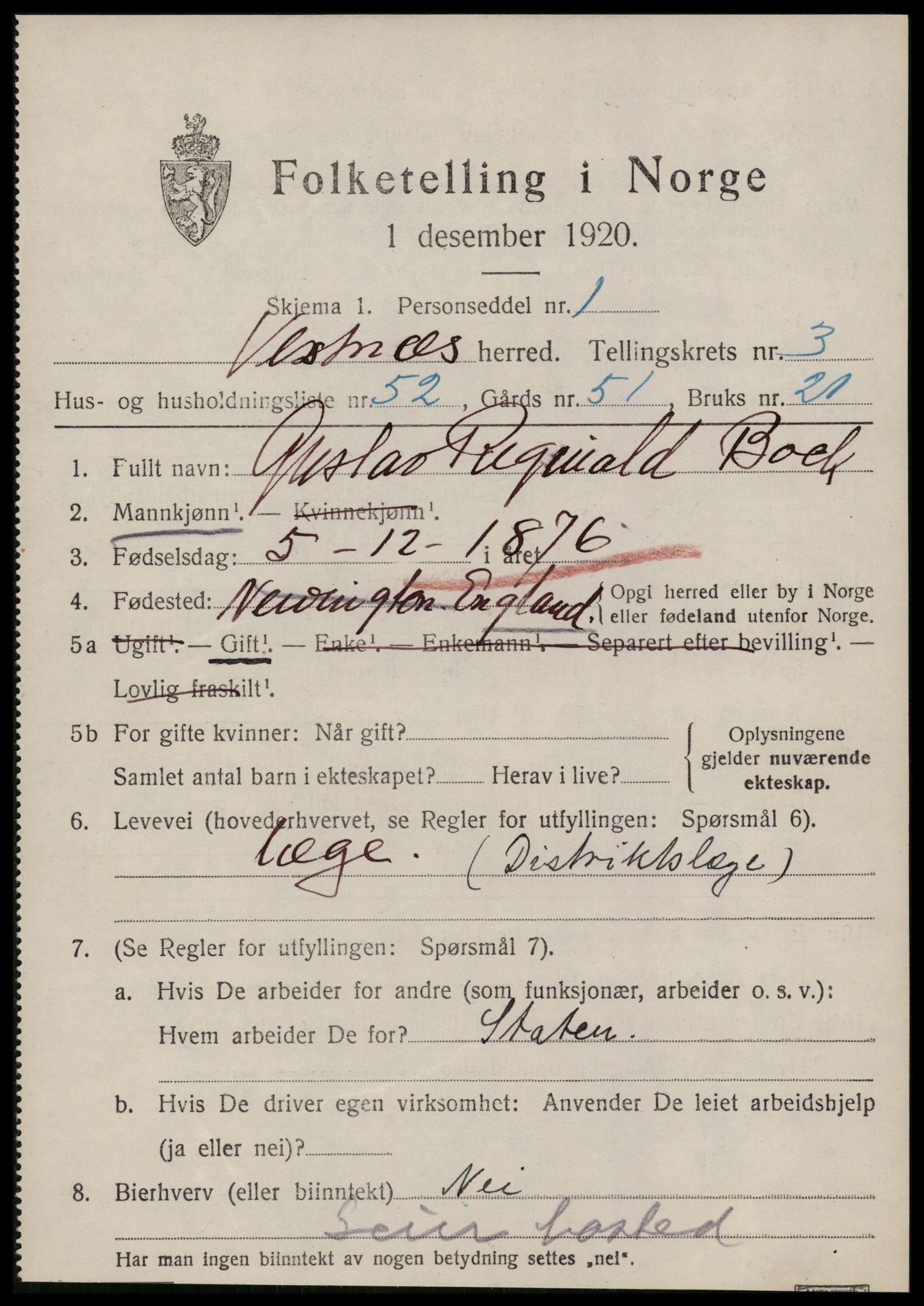 SAT, Folketelling 1920 for 1535 Vestnes herred, 1920, s. 3191